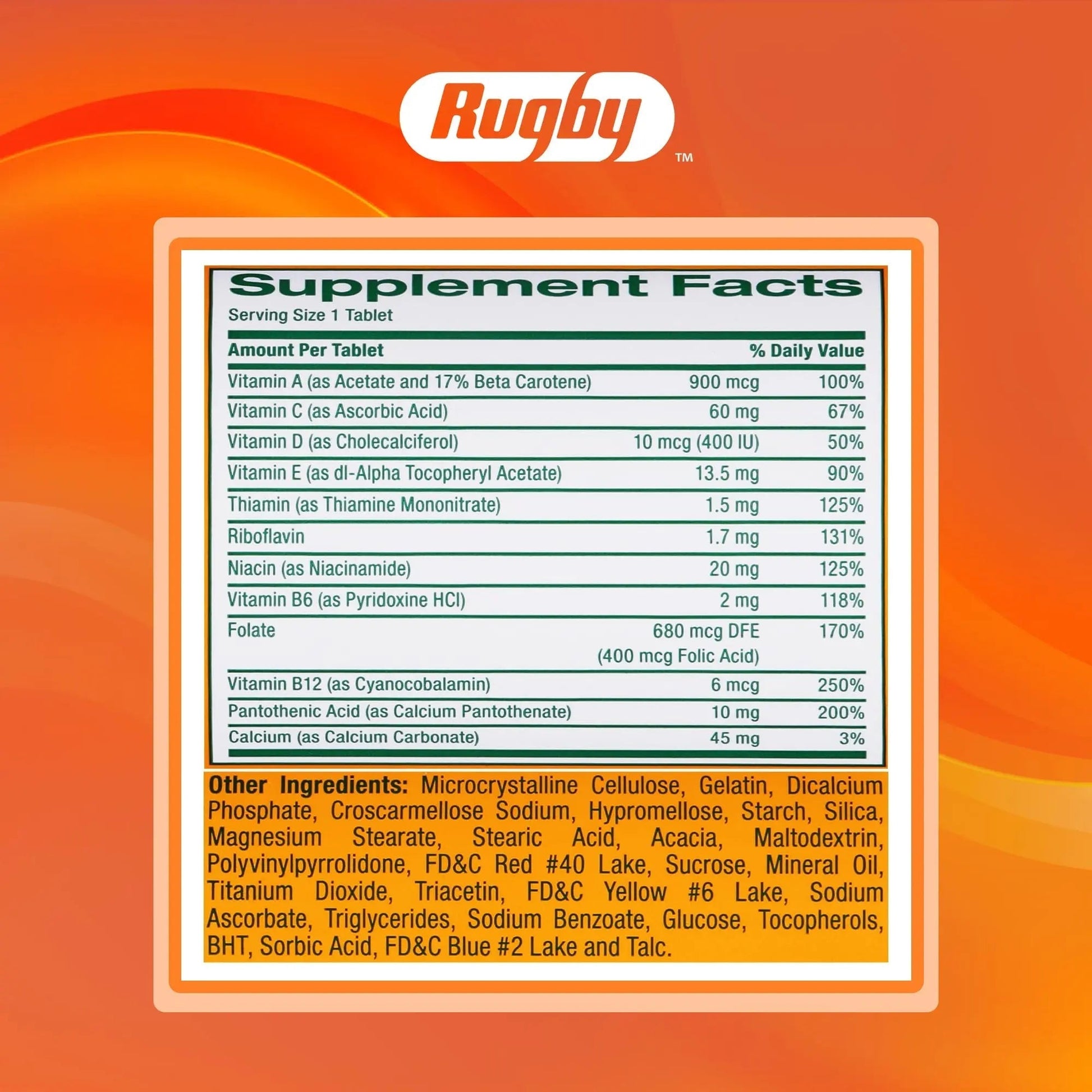 Rugby Daily-Vite Multivitamin Tablets, Gluten-Free Dietary Supplement for Adults, Supports Overall Health, No Artificial Flavors - 1000 Count (1 Pack) RUGBY LABORATORIES Au supplements