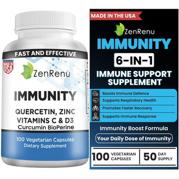 Zenrenu Immunity Quercetin 700 mg Zinc Vitamin C Vitamin D Immune Support Supplement with Curcumin - Easy to Absorb Immunity Supplement, 100 Vegetarian Capsules 50 Day Supply Zenrenu Au supplements