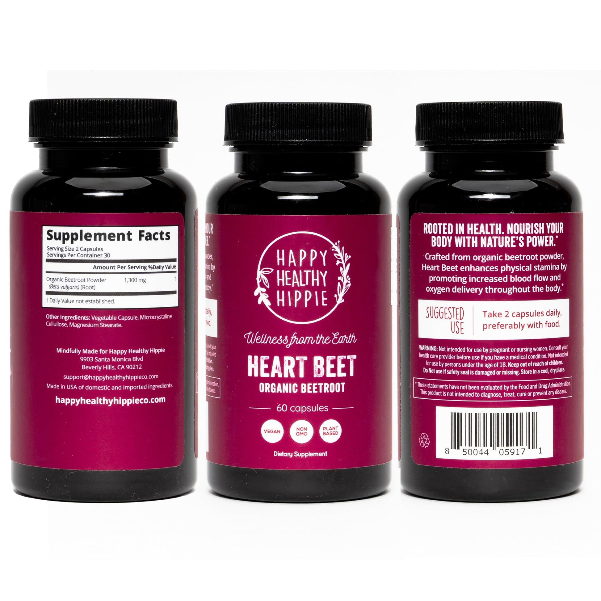 Organic Beet Root Capsules [1,300mg Superfood] - Blood Pressure Support Supplements Happy Healthy Hippie Au supplements