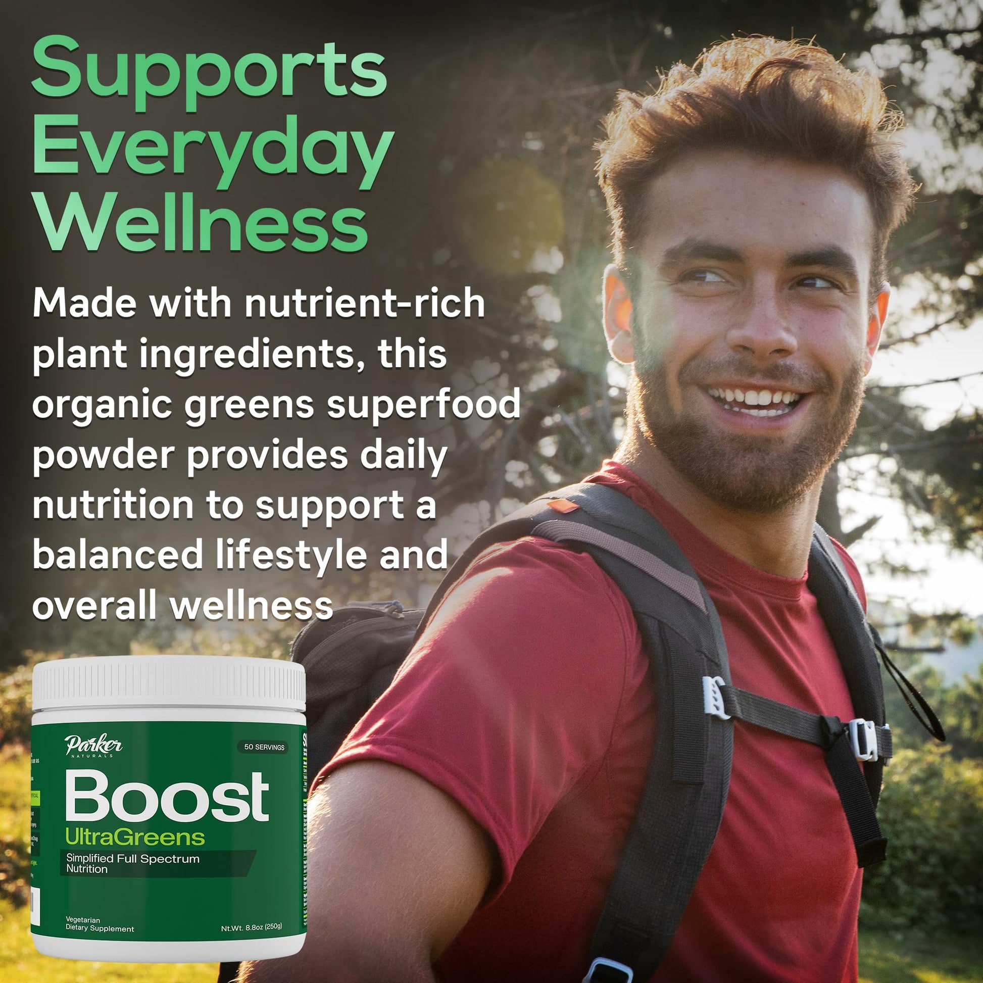 Boost UltraGreens Super Greens Powder - Organic Spirulina, Grasses & Antioxidants | Premium Superfood for Daily Energy | Detox & Whole-Body Wellness - 50 Servings Parker Naturals Au supplements
