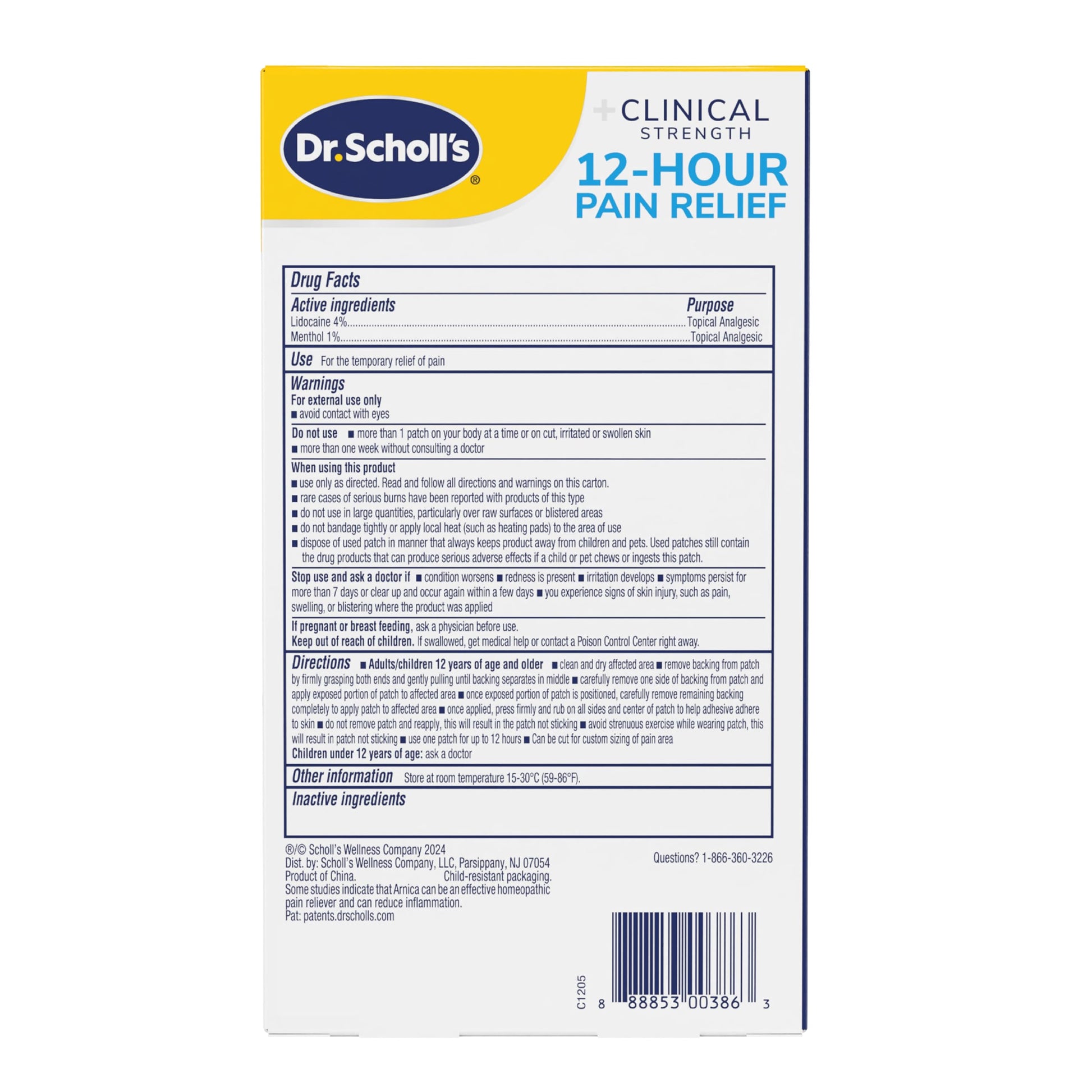 Dr. Scholl’s Clinical Strength 12-Hour Pain Relief Hydrogel Patches 10ct - 4% Lidocaine for Powerful Numbing, Instant Cooling Pain Relief with Menthol, Added Arnica, for Hands, Feet, Neck, Back & Legs Dr. Scholl's Au supplements