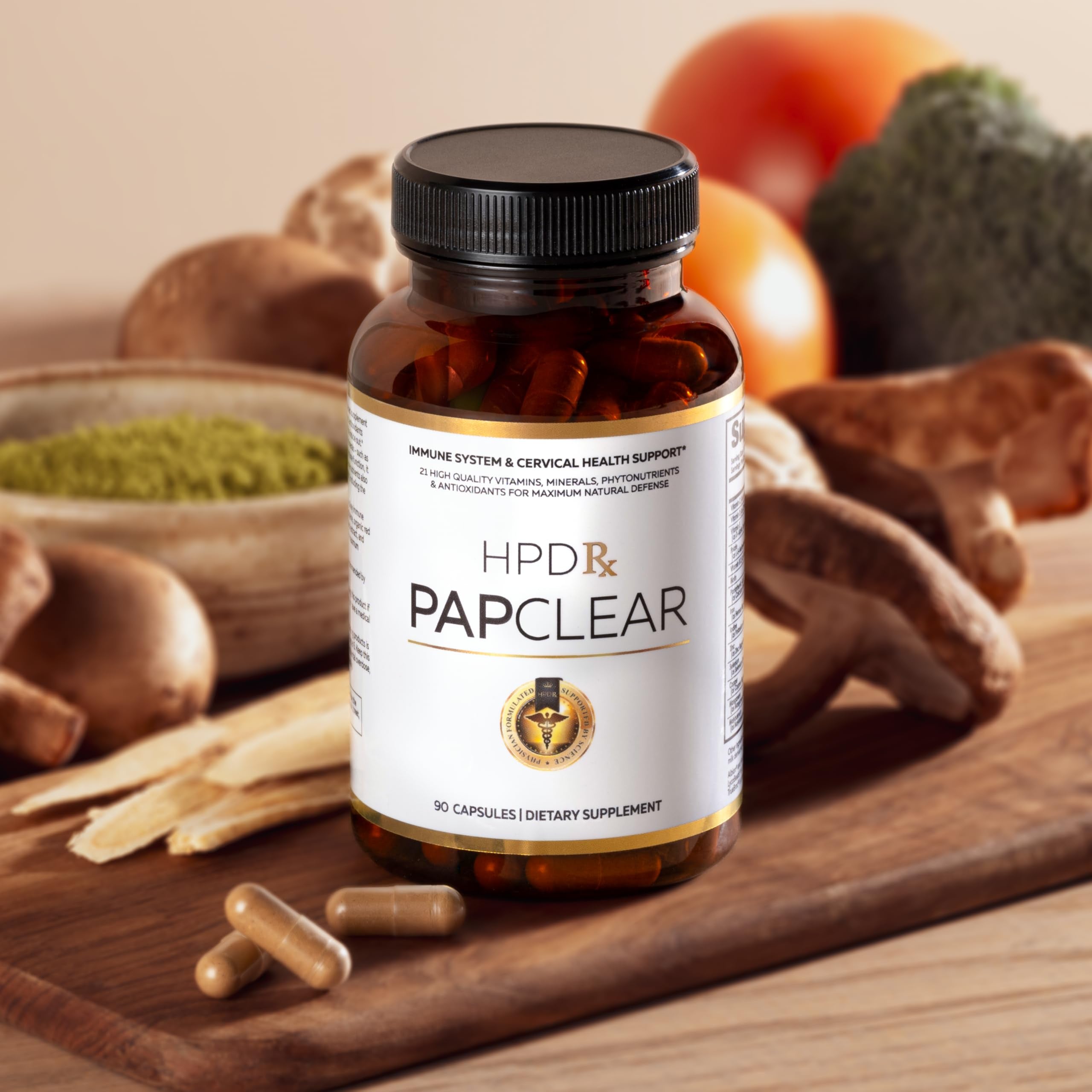PAPCLEAR Physician Formulated | All Natural Immune Support Supplement | Advanced Powerful Immunity Booster | 21 Vitamins & Nutrients with Organic Shiitake Mushroom & Lycopene | 90 Capsules | Pack of 1 HPD Rx Au supplements