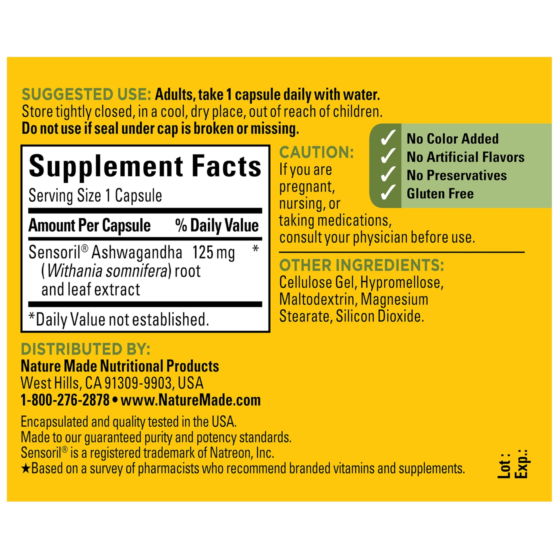 Nature Made Ashwagandha Capsules 125mg for Stress Support, Ashwagandha Supplements, 60 Capsules, 60 Day Supply Nature Made Au supplements