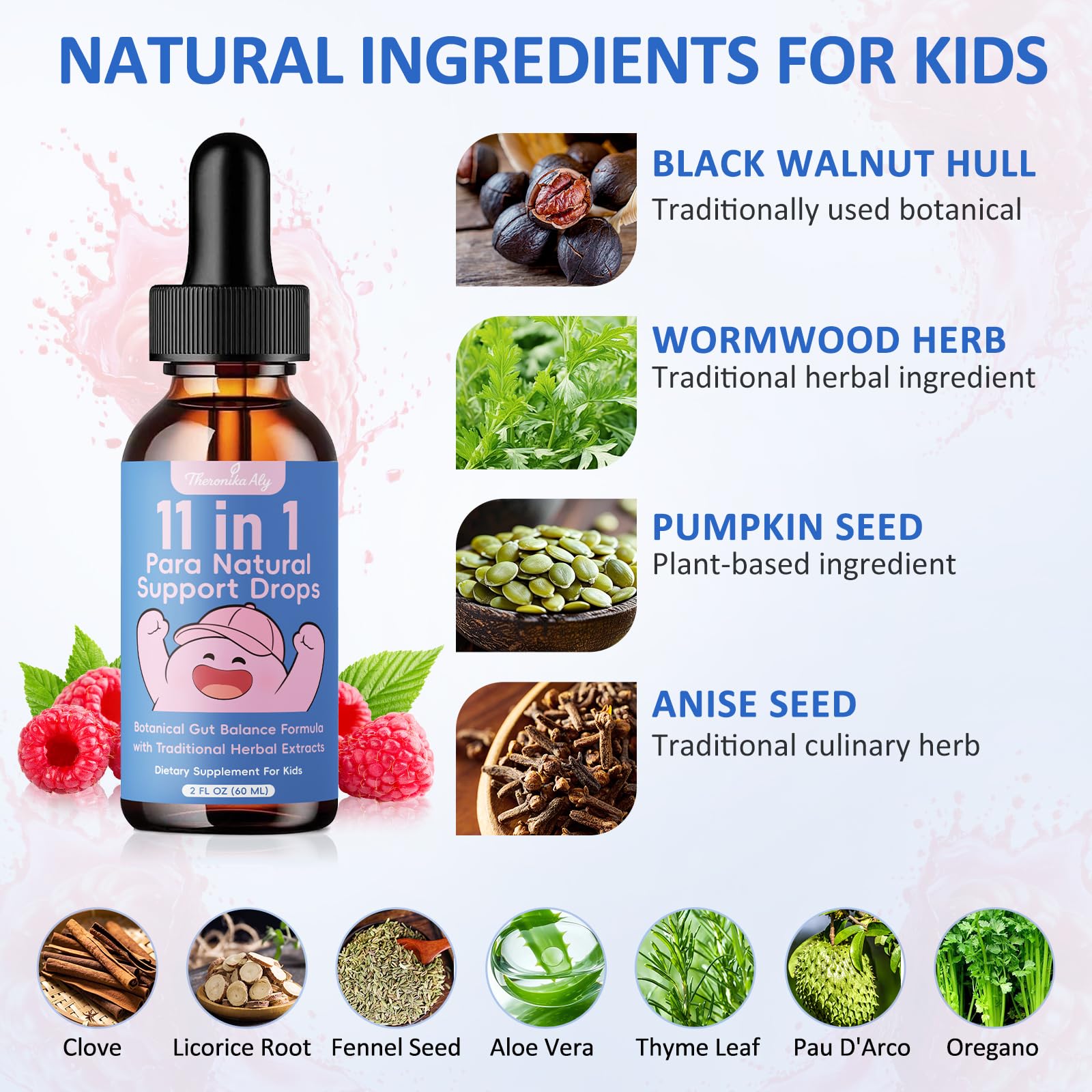 Theronika Aly Parasite Cleanse for Humans & Kids – Advanced Herbal Blend with Black Walnut, Wormwood, Clove, Digestive & Gut Balance Support, Alcohol-Free Liquid Drops, 30 Servings Theronika Aly Au supplements