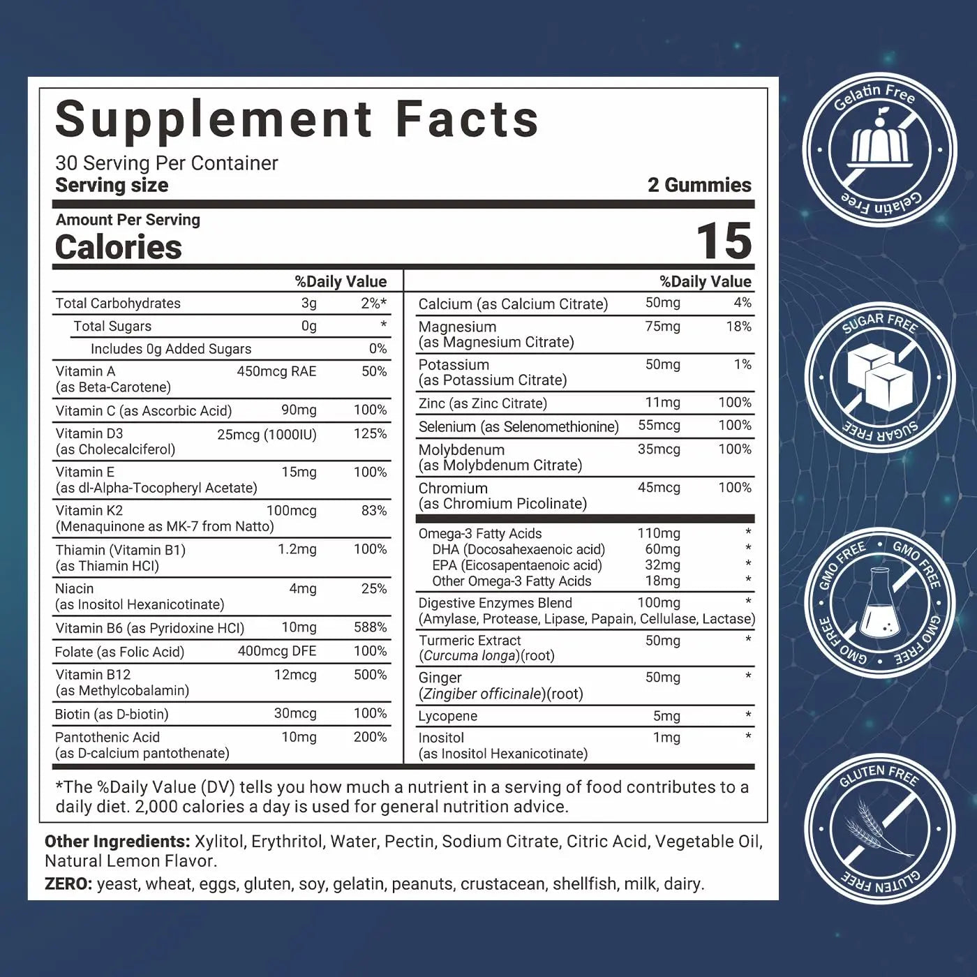 Mens Multivitamins Gummies with Vitamins A C D K E, B Complex, Omega-3, Digestive Enzymes, Lycopene, Calcium, Magnesium, Zinc Wiszeen Au supplements