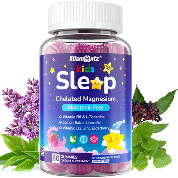 Kids Sleep Gummies, NO Melatonin Sleep Aid Gummies w/ Magnesium Glycinate, Magnesium Malate, L-Theanine, Lavender, B6, Zinc, D3K2 for Restful Sleep, Relax Brain & Muscle, Immune Support, Non-GMO 1Pack ELLAMENTZ Au supplements