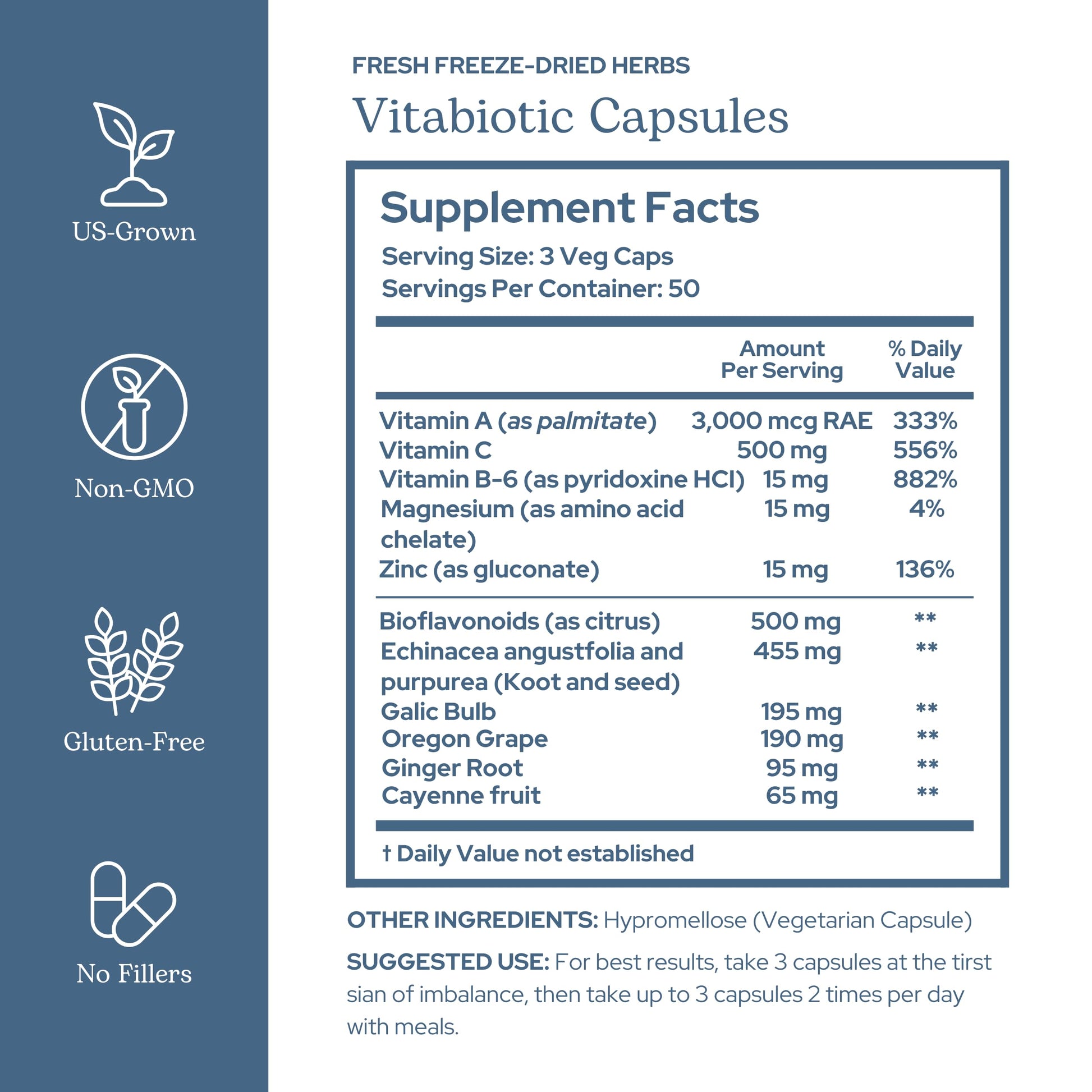 Eclectic Herb - Vitabiotic Capsules | Immune Support | Natural Herbal Multivitamin Supplement | Freeze Dried, Organic, Non-GMO, Vegan, Whole Herb (150 CT | 750 mg) ECLECTIC INSTITUTE Au supplements