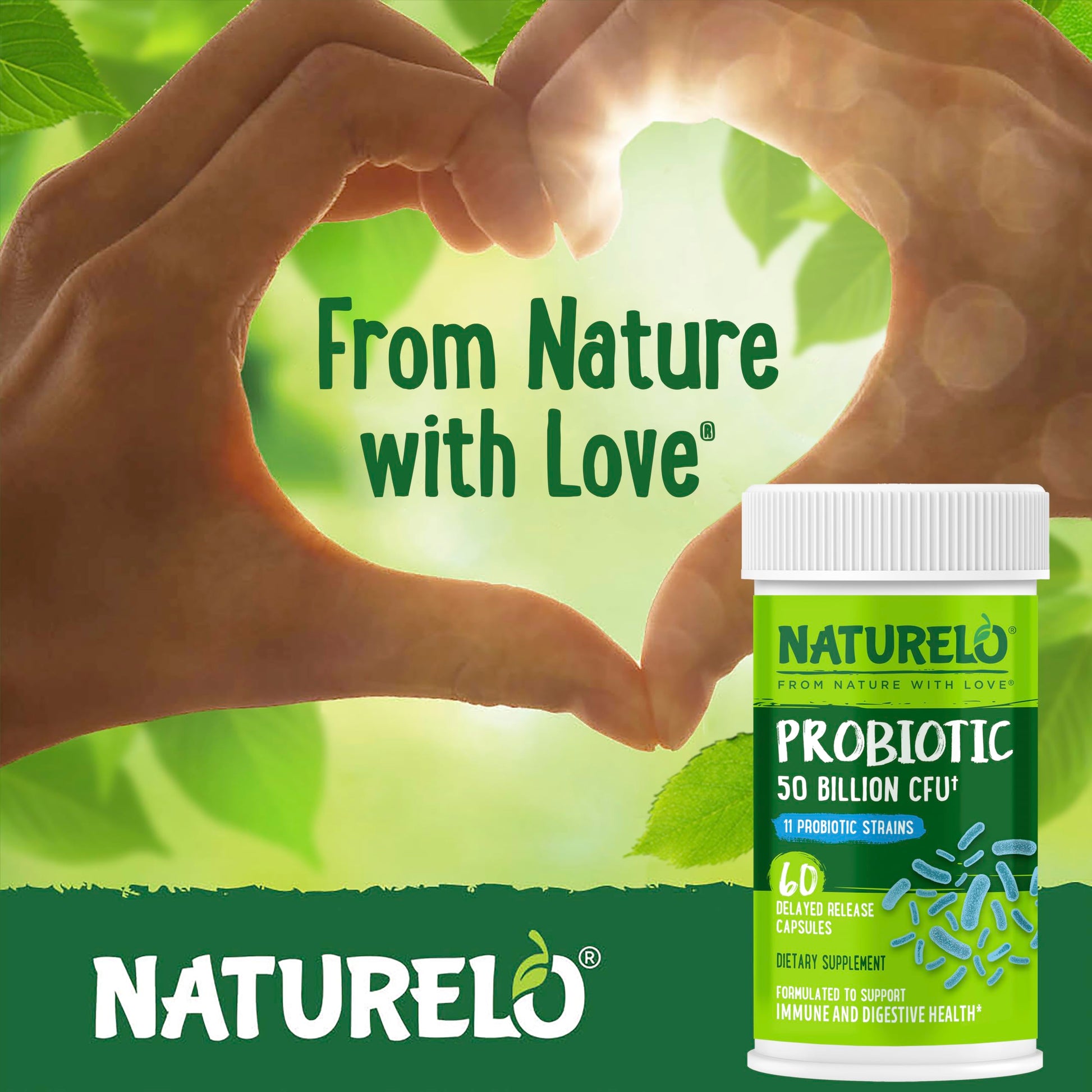 NATURELO Probiotics for Digestive Health, 50 Billion CFU, 60 Vegetarian Capsules, 11 Strains, Daily Use Supplement, Delayed Release, No-Fridge, Boosts Immune System, Probiotics for Women & Men NATURELO Au supplements
