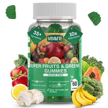 VIDAVITE Sugar-free Super Greens Gummies — US-Made, 35+ Fruit and Veggie gummies to Boost Immunity, Skin & Gut Health — Ideal Fruits and Vegetables Supplement for Adults & Picky Teens (30-Days Supply) VIDAVITE Au supplements