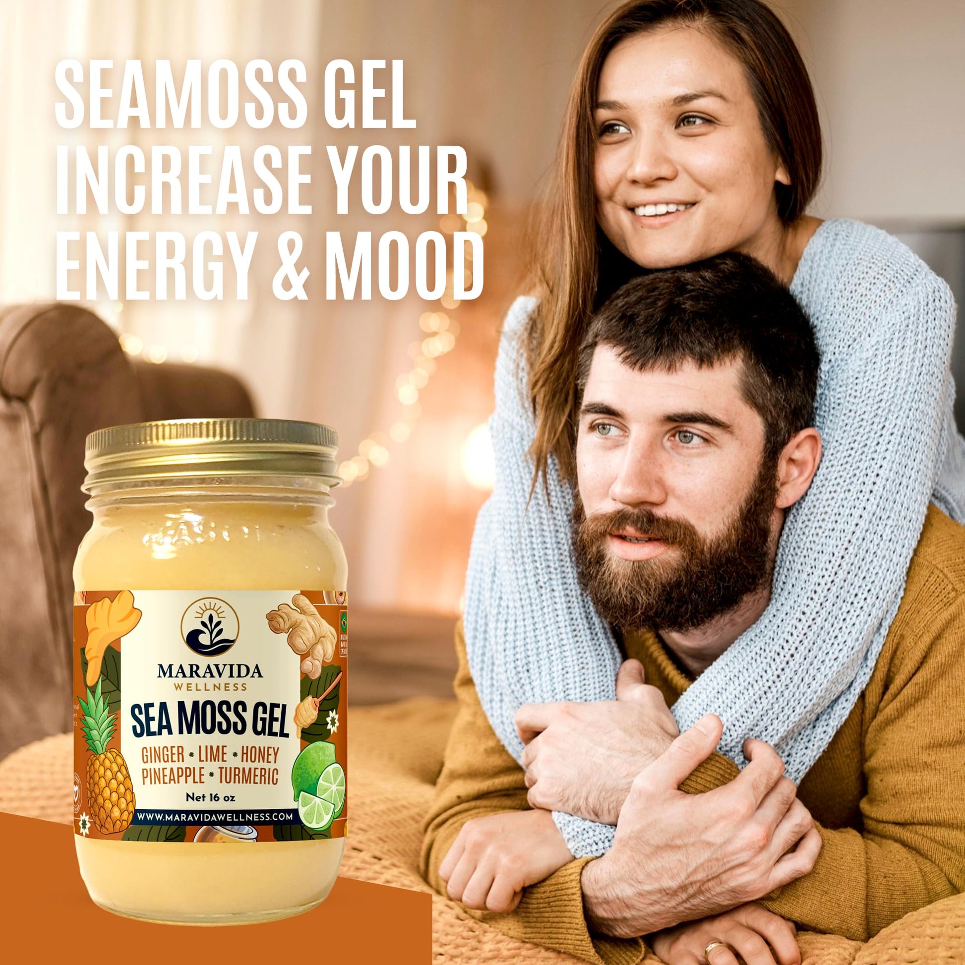 Maravida Wellness Sea Moss Gel – Pineapple, Lime, Honey, Ginger & Turmeric – 100% Natural Raw Organic Irish Moss – 16oz Jar – Premium Superfood for Everyday Wellness Maravida Wellness Au supplements