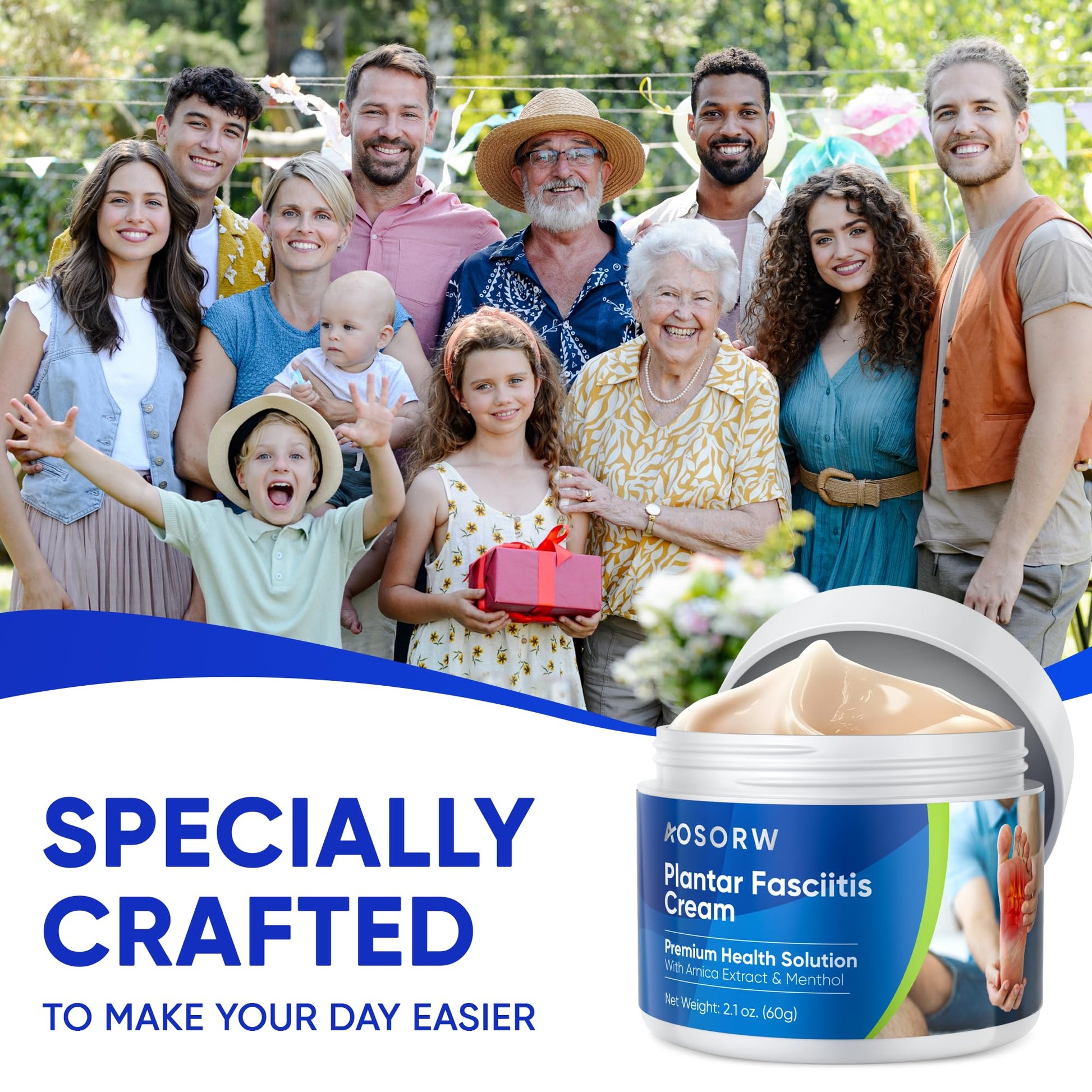 AOSORW Plantar Fasciitis Relief Cream - Natural Herbal Formula for Foot, Heel Spur, Ankle, Leg & Hand Discomfort - Premium Health Care Products - 60g (Pack of 1) AOSORW Au supplements