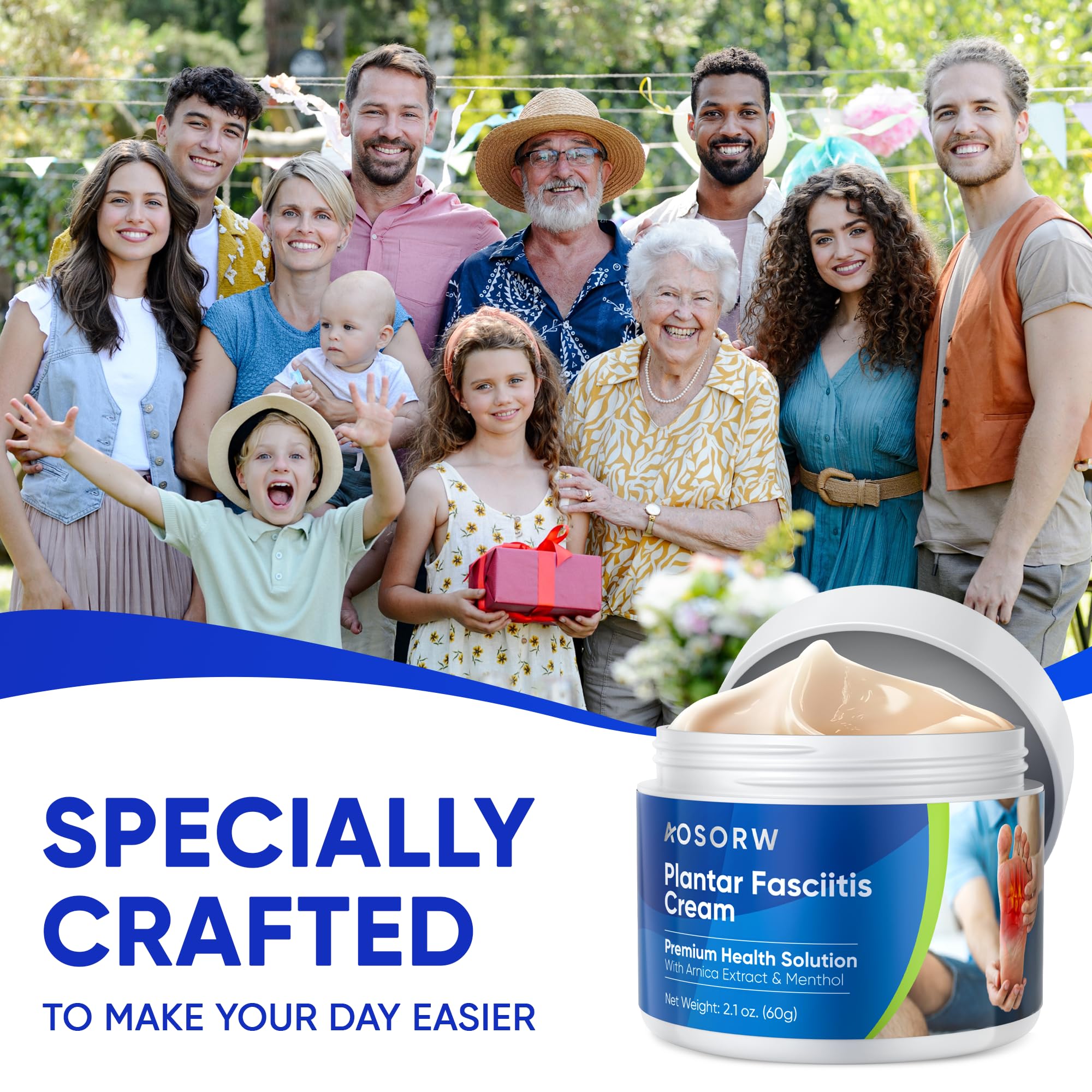 AOSORW Plantar Fasciitis Relief Cream - Natural Herbal Formula for Foot, Heel Spur, Ankle, Leg & Hand Discomfort - Premium Health Care Products - 60g (Pack of 1) AOSORW Au supplements