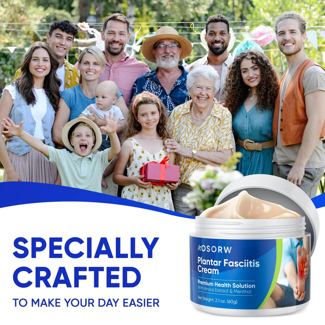 AOSORW Plantar Fasciitis Relief Cream - Natural Herbal Formula for Foot, Heel Spur, Ankle, Leg & Hand Discomfort - Premium Health Care Products - 60g (Pack of 1) AOSORW uk supplements