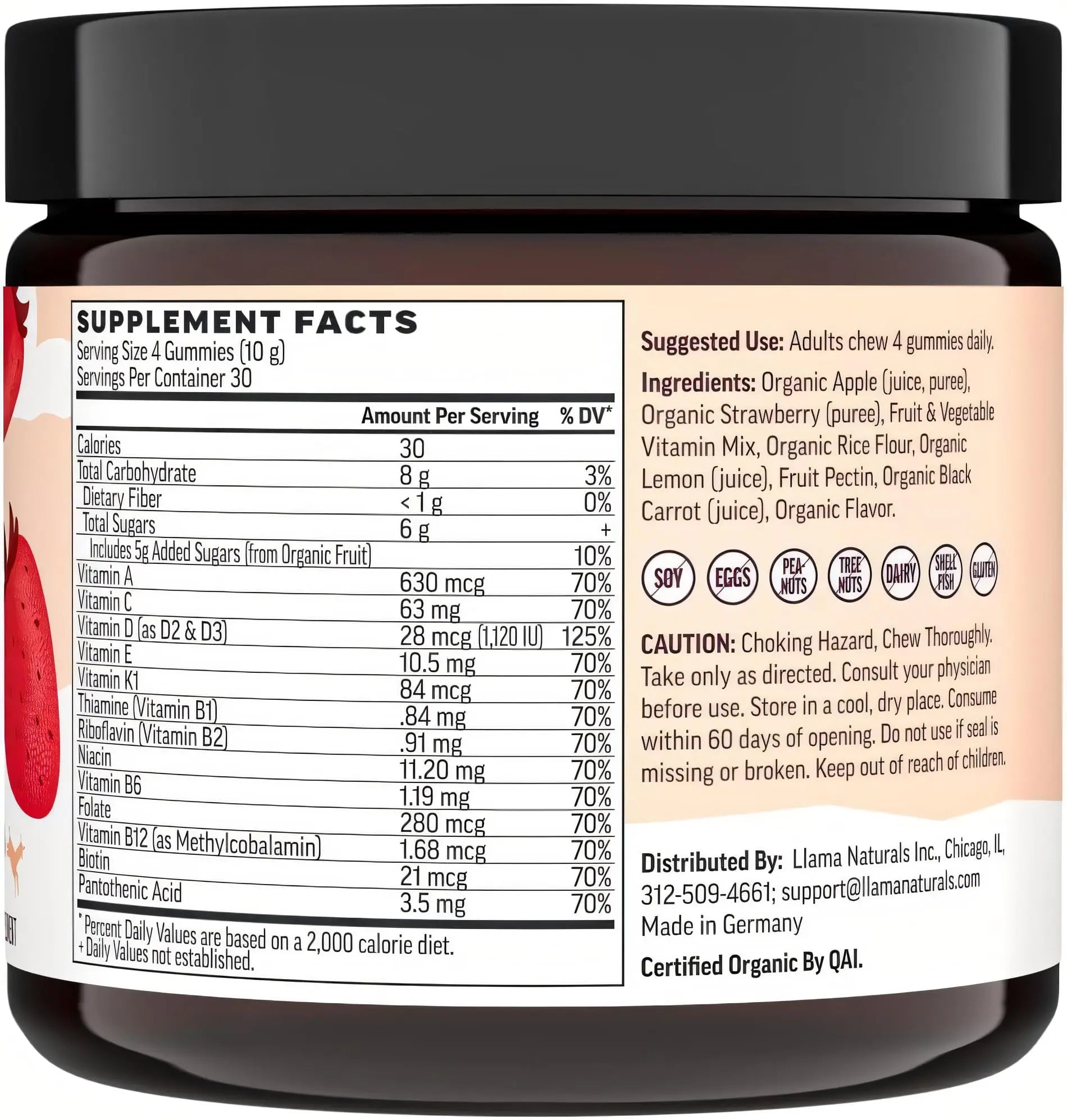 Llama Naturals Multivitamin for Women, Vegan, Organic Gummies with Vitamin D, C and K, Women's Real Fruit Gummy Vitamins Llama Naturals Au supplements