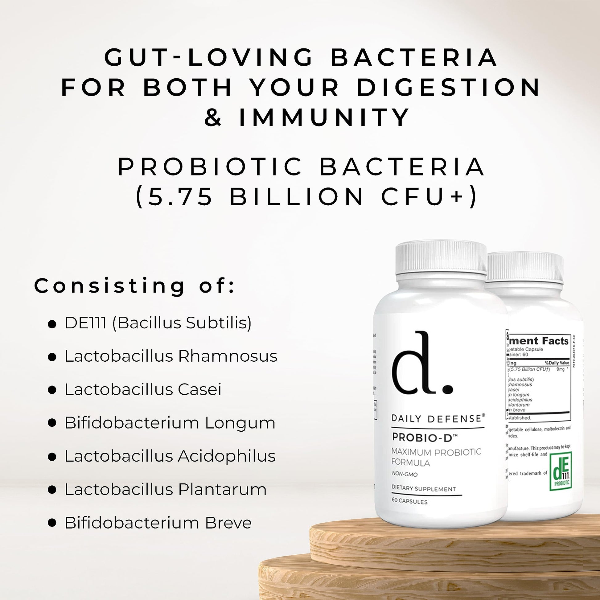 Daily Defense Probiotic Immune Support Supplement - Daily Probiotics for Men with Constipation & Gas - Digestion and Bloating Supplement & Probiotics for Women - 60 Capsules, PROBIO-D Daily Defense Au supplements