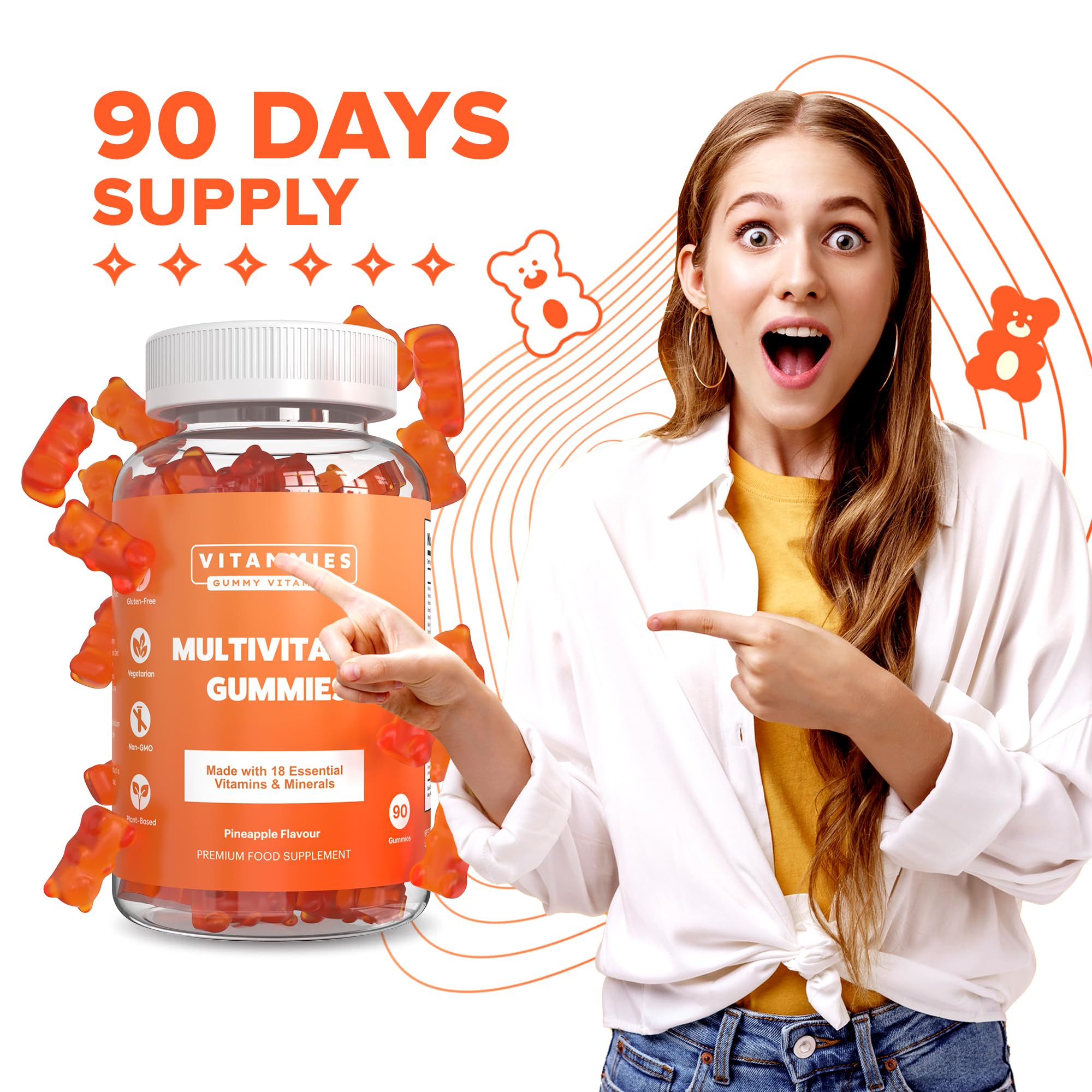 Multivitamin Gummies for Women & Men - 3 Months Supply - 18 Multivitamins & Minerals Vitammies Au supplements