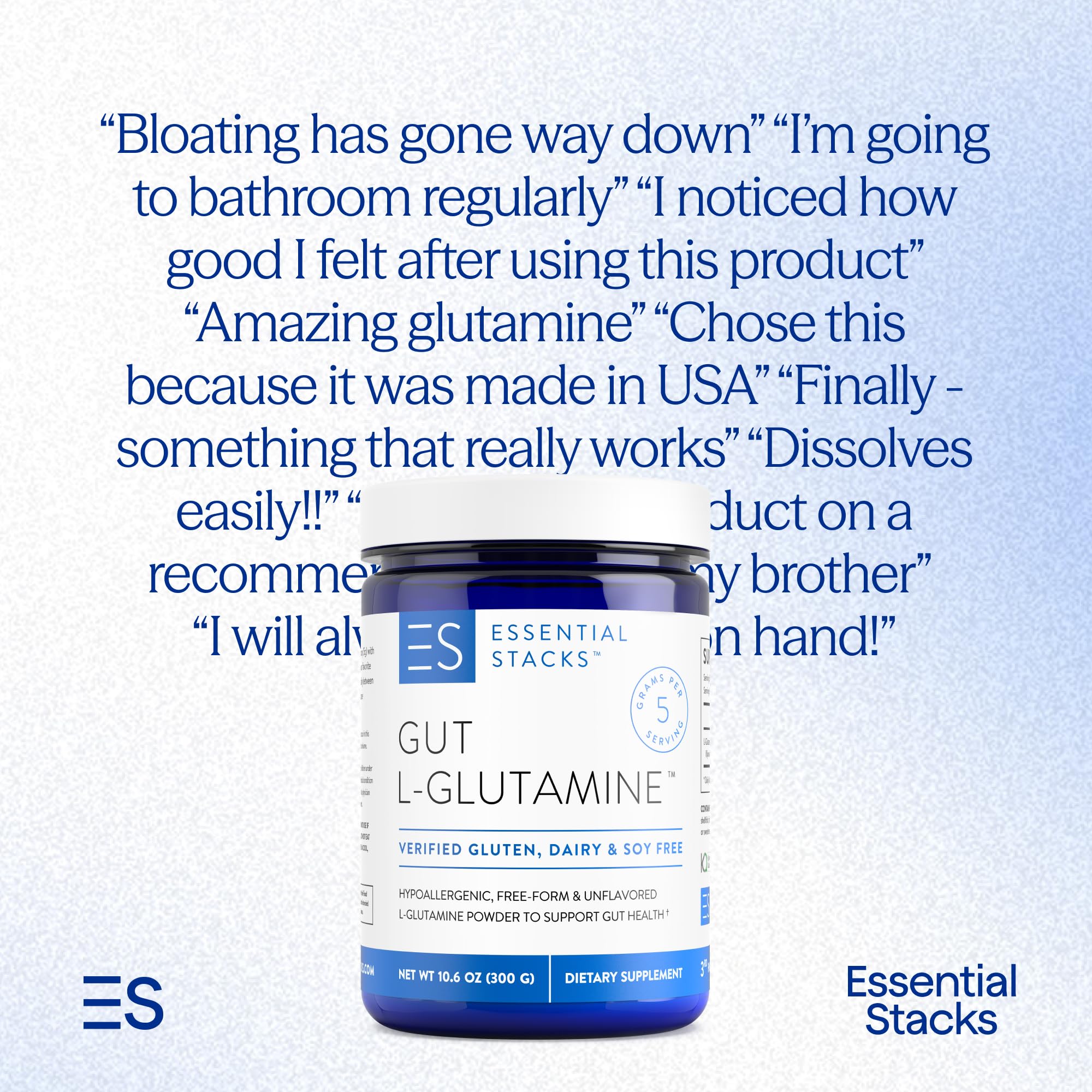 Essential Stacks Gut L-Glutamine Powder - Exclusively Made in USA - Pure L Glutamine Powder for Gut Health (60 Servings, Unflavored) Essential Stacks Au supplements