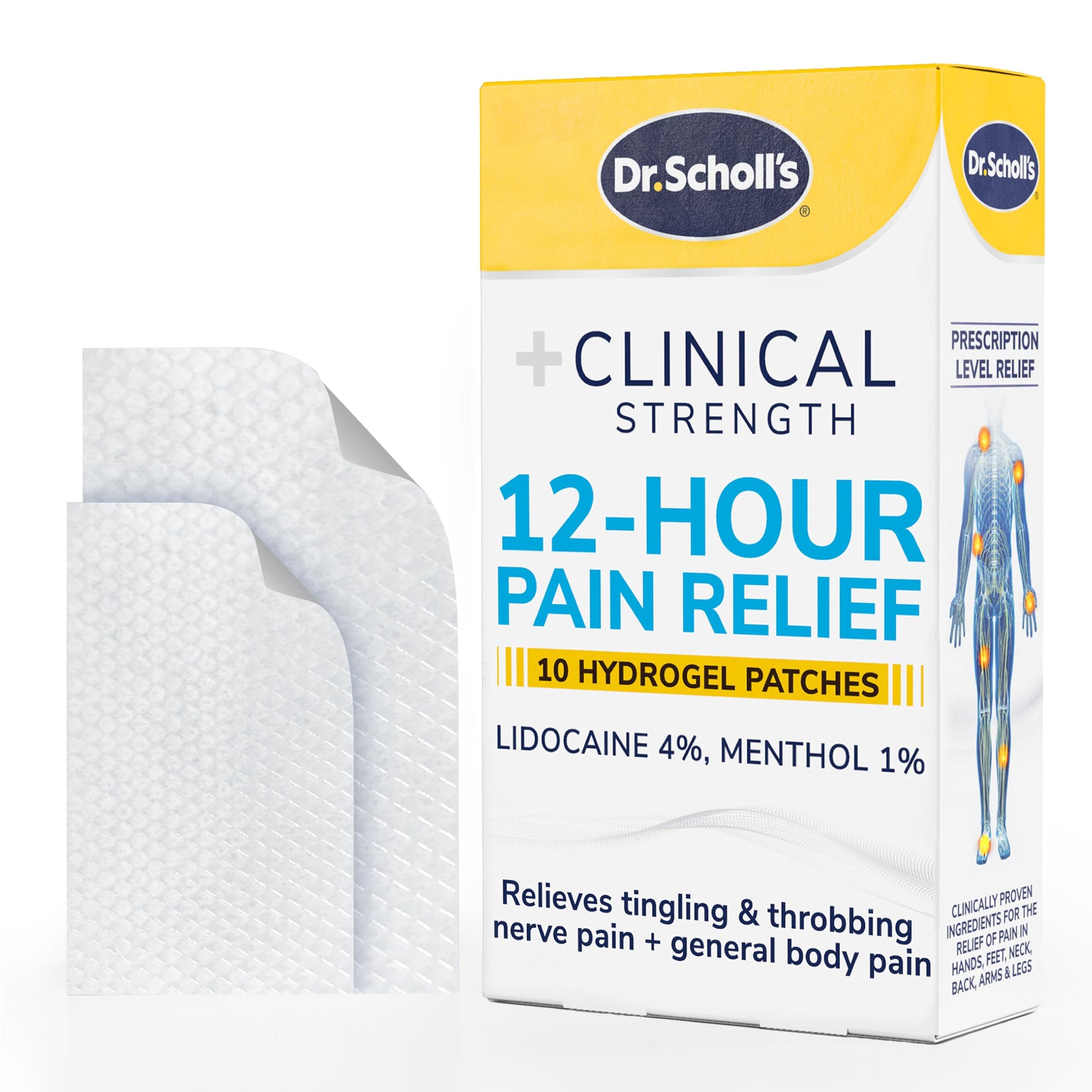 Dr. Scholl’s Clinical Strength 12-Hour Pain Relief Hydrogel Patches 10ct - 4% Lidocaine for Powerful Numbing, Instant Cooling Pain Relief with Menthol, Added Arnica, for Hands, Feet, Neck, Back & Legs Dr. Scholl's Au supplements