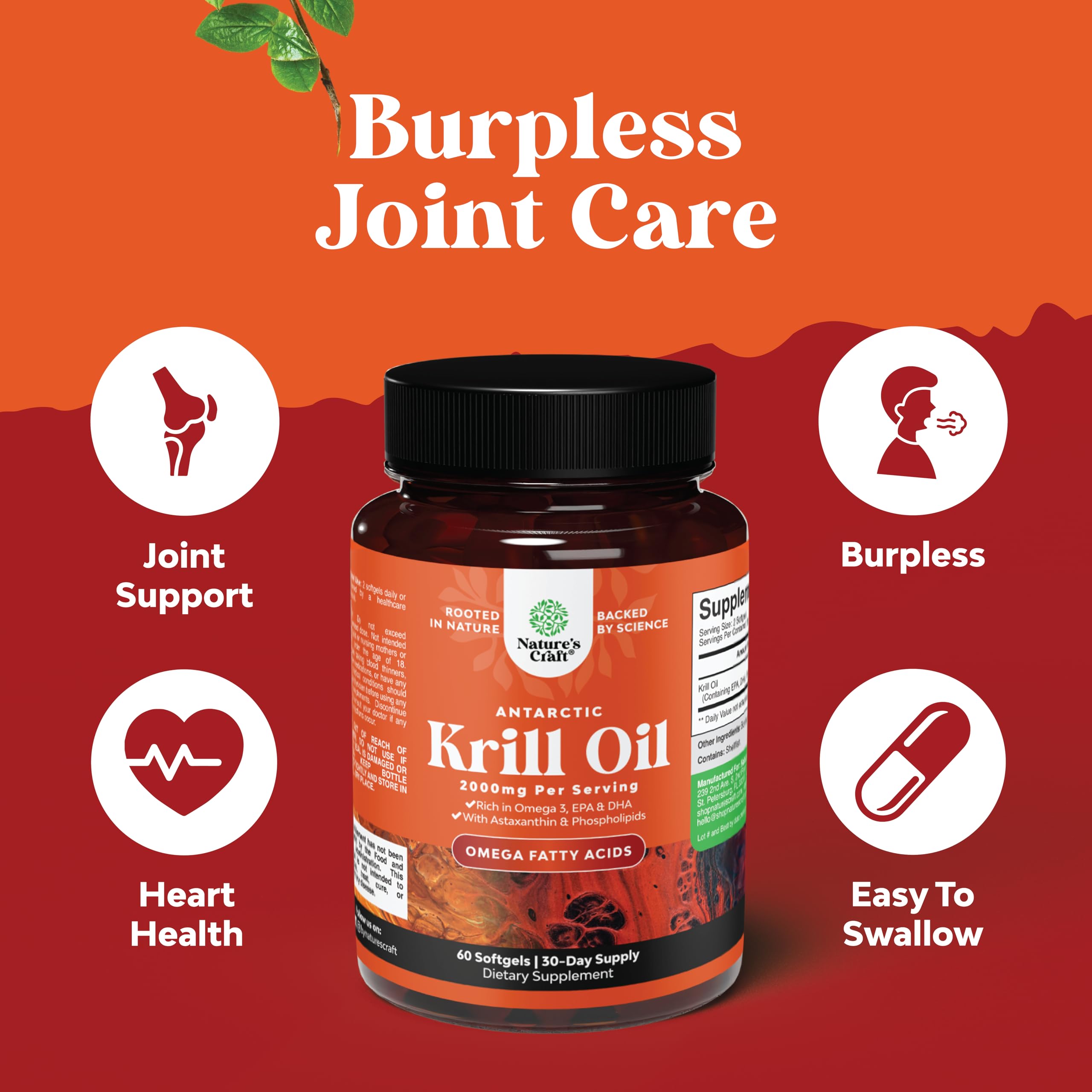 Antarctic Krill Oil 2000mg Softgels Per Serving - Omega 3 Krill Oil Supplement Natures Craft Au supplements