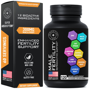 Fertility Supplements for Men - Zinc, Maca, Ashwagandha, L-Arginine - Male Vitality Conception for Him - Count and Motility Pregnancy Aid - Vitamins and Male Fertility Support Supplement - 120 Pills BIOACTIVE LABS Au supplements