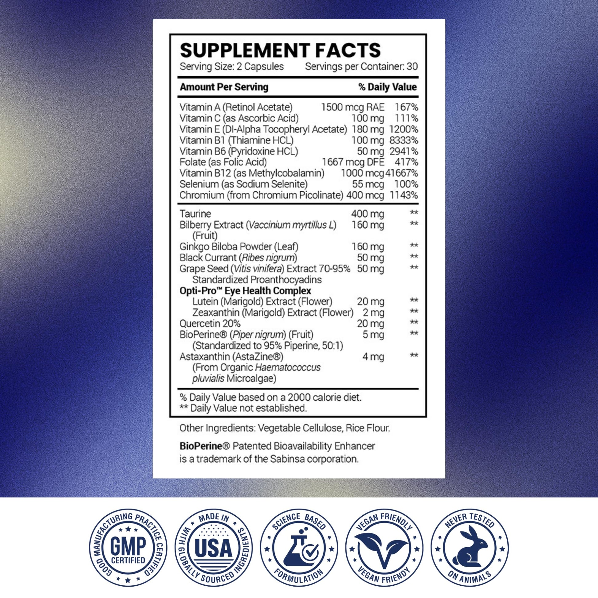 Research Verified Eye Health - Nourish and Protect Eyes and Vision, Support Healthy Retina, Improve Blood Supply to Eyes - Vitamins A, B, C, and E - 360 Capsules - 6 Month Supply - Made in The USA Research Verified Au supplements