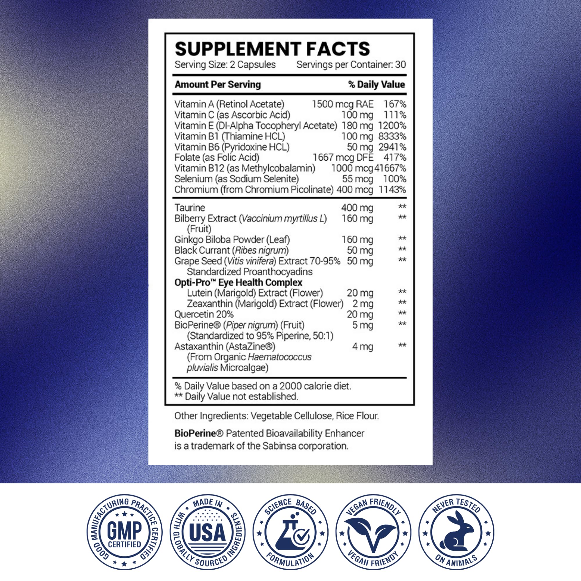 Research Verified Eye Health - Nourish and Protect Eyes and Vision, Support Healthy Retina, Improve Blood Supply to Eyes - Vitamins A, B, C, and E - 360 Capsules - 6 Month Supply - Made in The USA Research Verified Au supplements