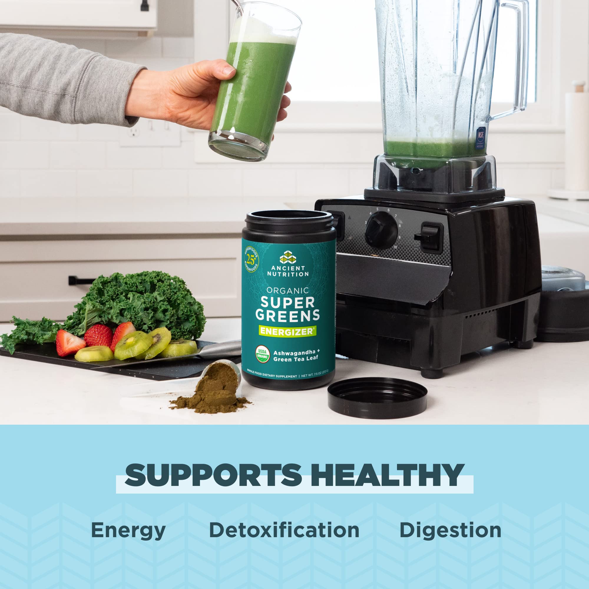 Ancient Nutrition Supergreens Energizer Powder, Organic Superfood Powder with Caffeine Ancient Nutrition Au supplements