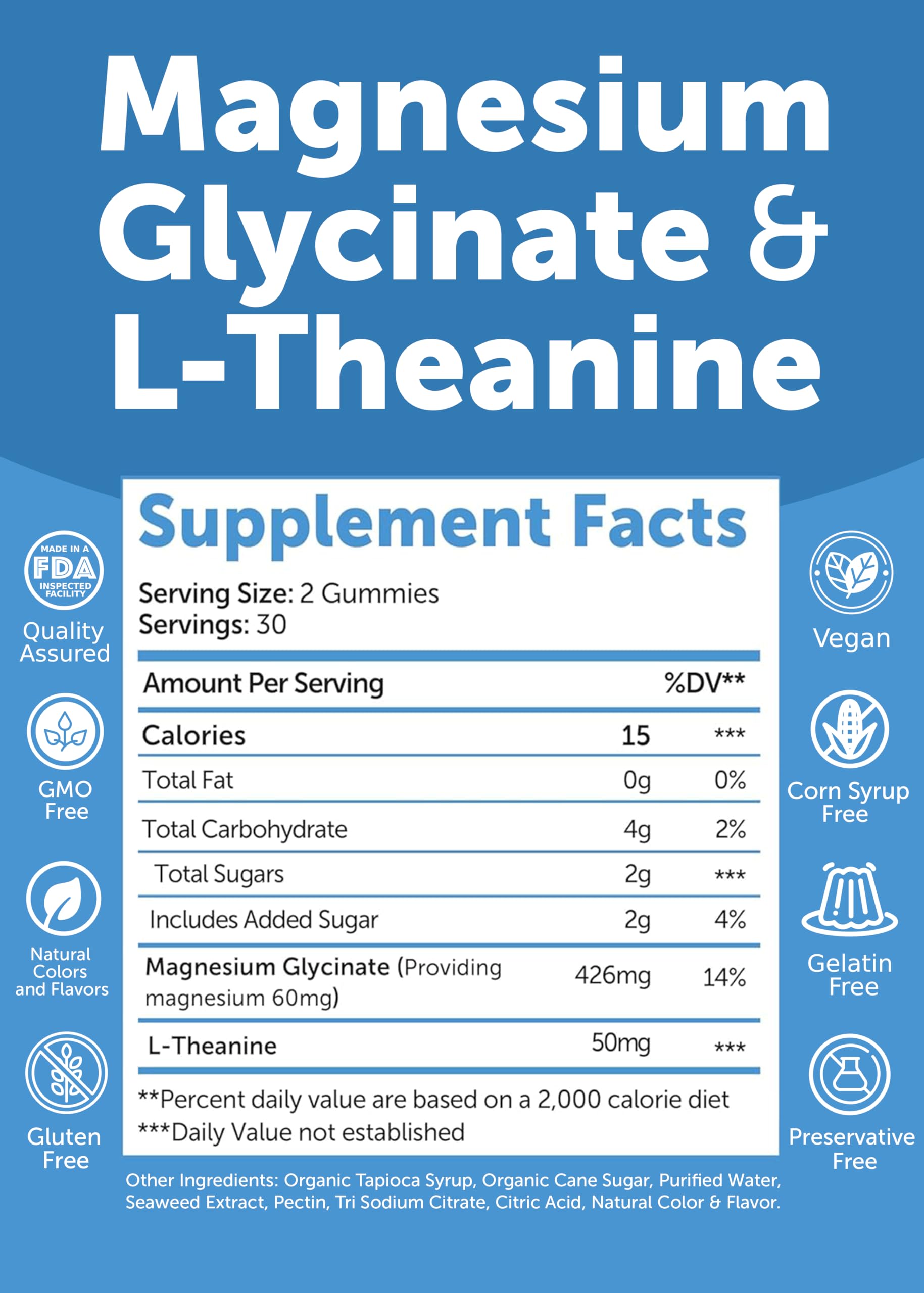 Lunakai USA Made Magnesium Glycinate Gummies with L-Theanine for Kids & Adults – 420mg Magnesium Supplement for Calm, Sleep & Stress Support, 60ct Lunakai Au supplements