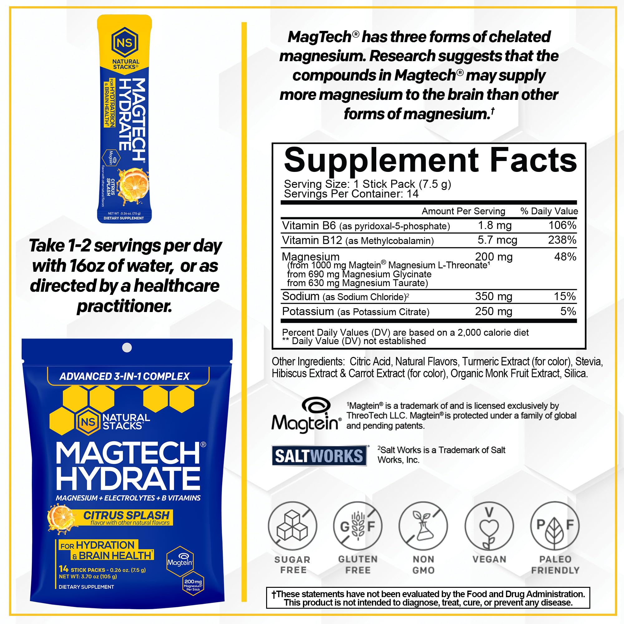 NATURAL STACKS Creatine Monohydrate & Magtech Hydrate Bundle - 2500mg Creatine + 200mg Elemental Magnesium Per Serving - Supports Hydration, Brain Health & Endurance - 44 Total Servings NATURAL STACKS Au supplements