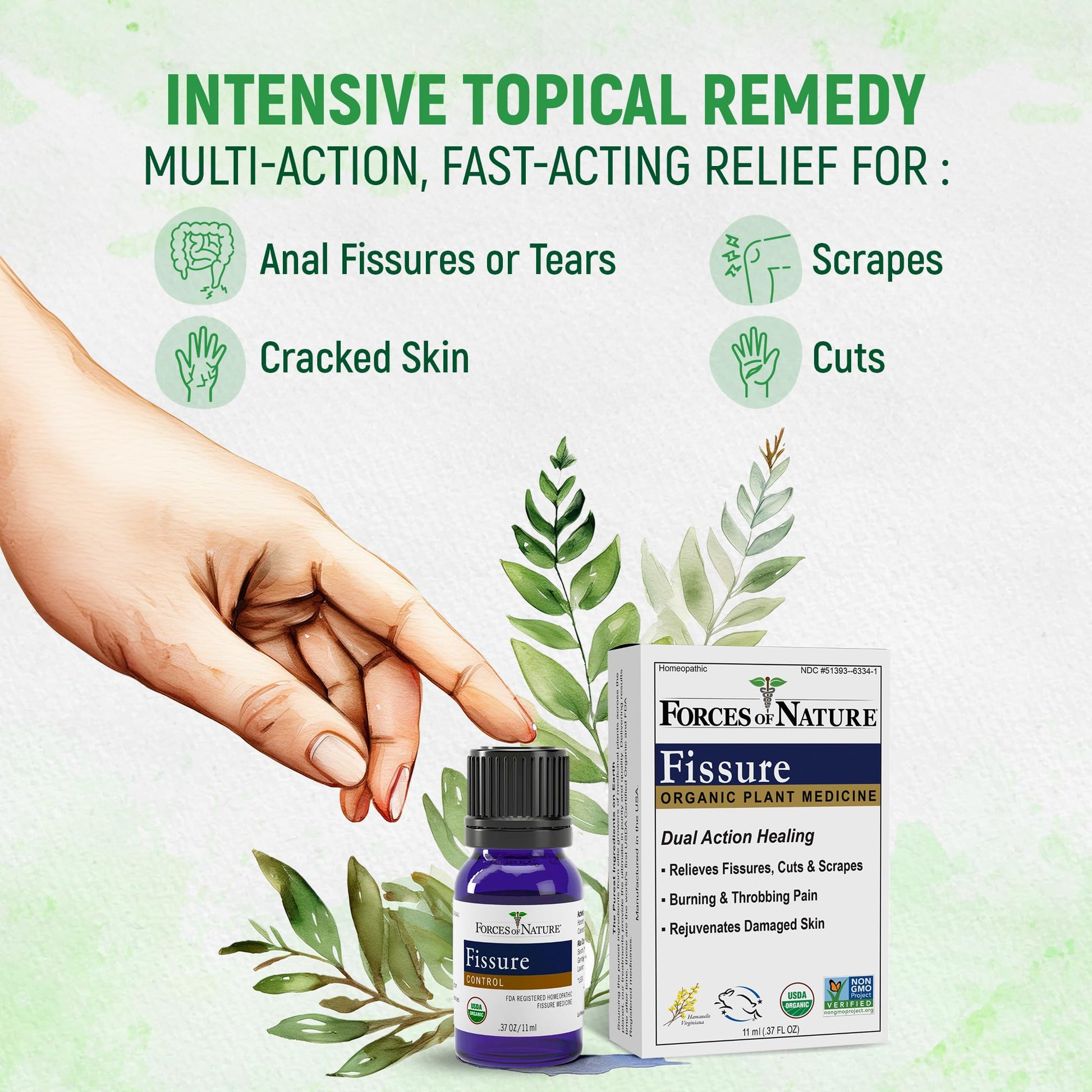 Forces of Nature Fissure Control, Organic Homeopathic Treatment with Witch Hazel for Anal Fissures, Hemorrhoid Related Irritation & Discomfort, Fast, Natural Topical Relief, 1 Fl Oz Forces of Nature Au supplements