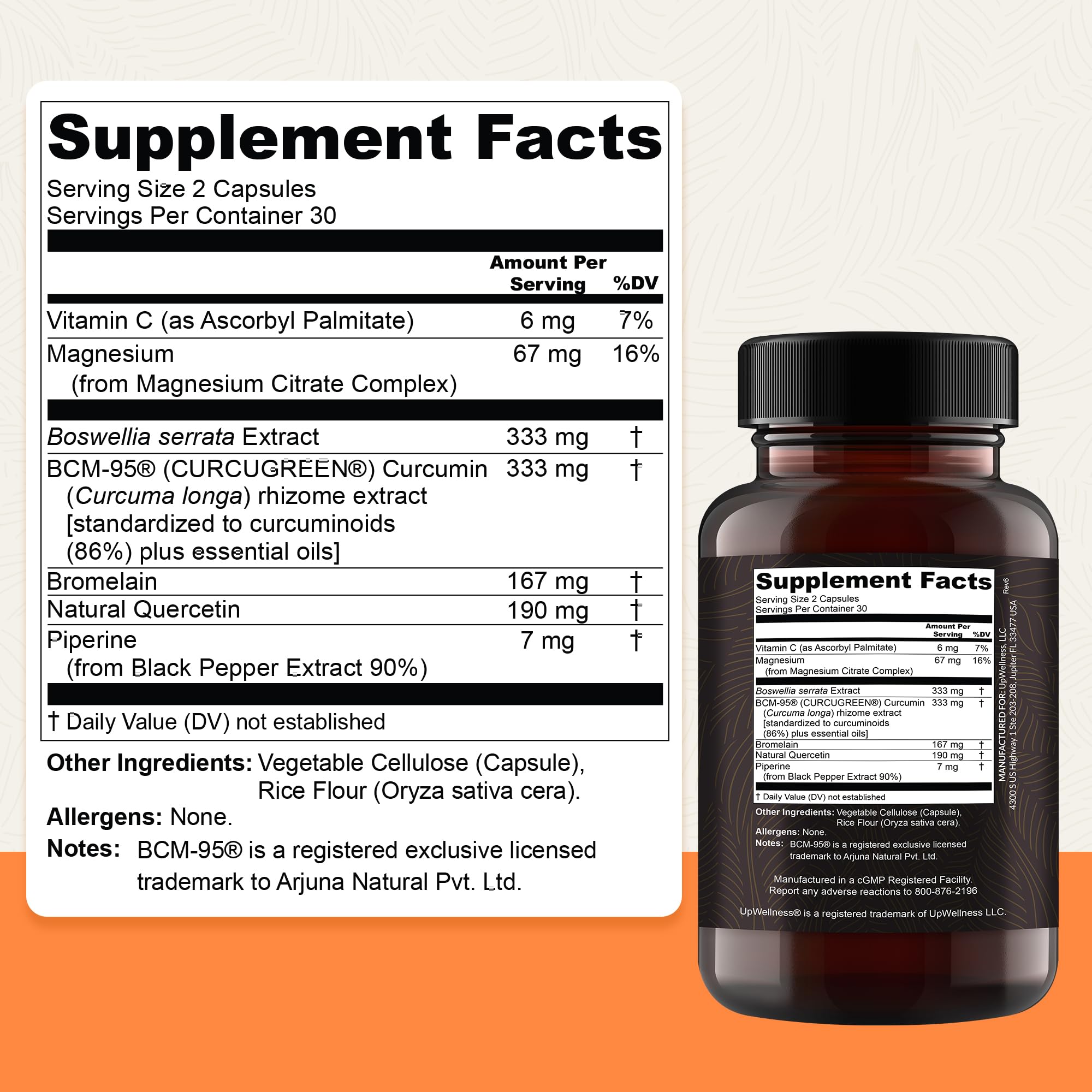 UpWellness Golden Revive + Joint Support Supplement Featuring Turmeric with Black Pepper, Quercetin, and Magnesium- Turmeric Boswellia Supplement - 6 Active Ingredients for Joint Care - 60 Capsules UpWellness Au supplements