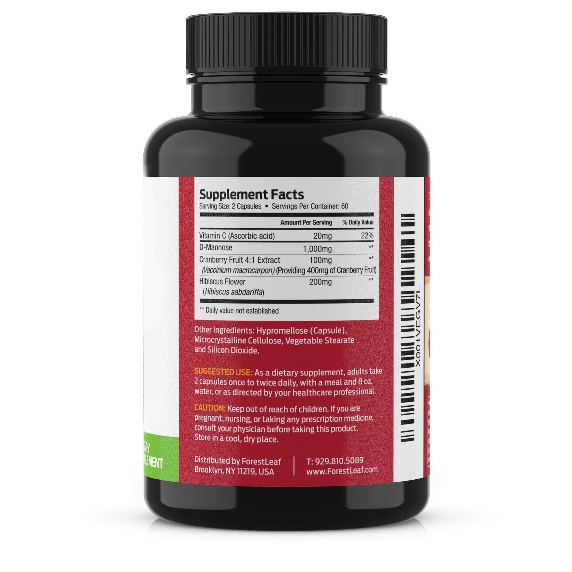 ForestLeaf D Mannose Supplements for Women & Men - D-Mannose 1000mg Capsules with Cranberry, Hibiscus & VIT C - DMannose Pills for UTI, Urinary Tract & Bladder Support - 120 Caps ForestLeaf Au supplements