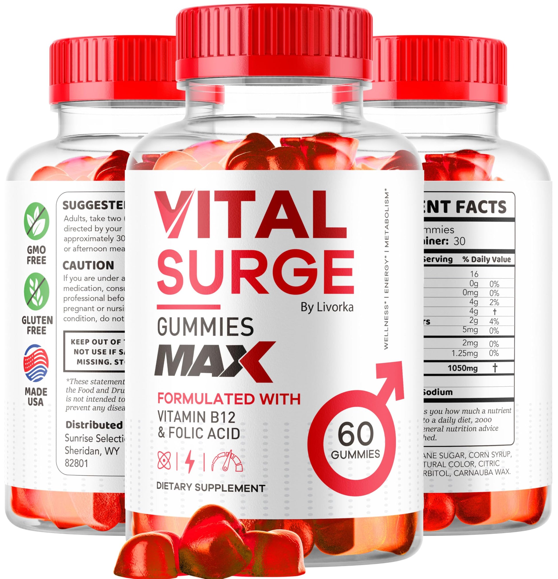 (2 Pack) Vital Surge - Vital Surge for Men, Max Maximum Strength 1050 MG, VitalSurge Supplement Support Gummy Advanced Formula, Premium Vitamin Gomitas (120 Gummies) LIVORKA Au supplements