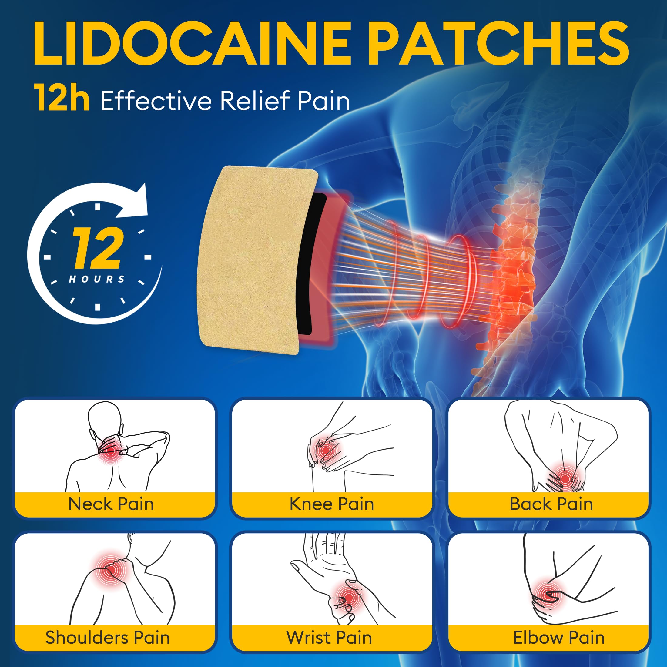 SZLGANG 4% Lidocaine Pain Relief Patches - (Large, 35, Count) Maximum Strength Relief for Back, Neck, Shoulder, Joint & Muscle Pain, 3.9”x 5.5”-03277 SZLGANG Au supplements