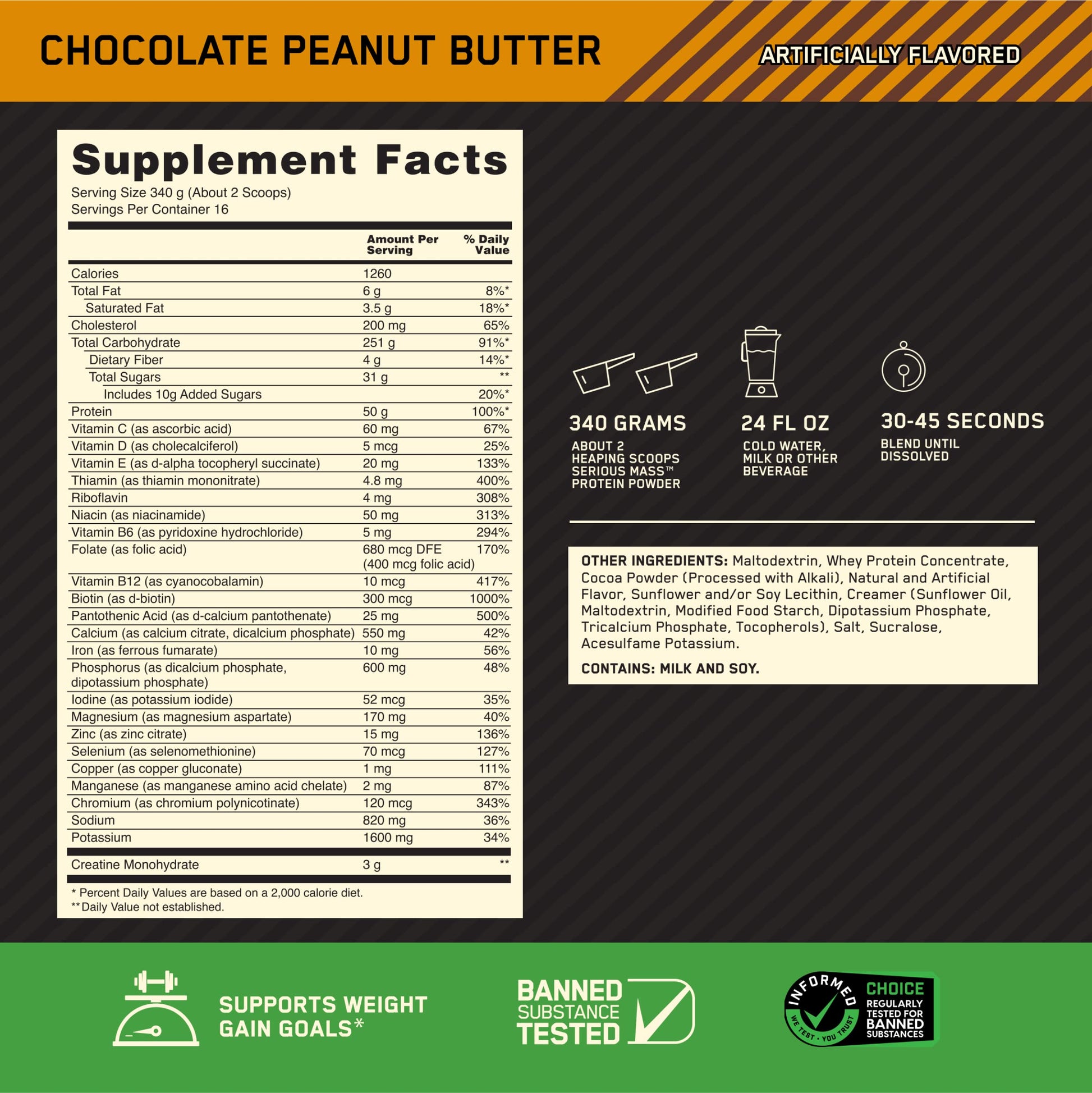 Optimum Nutrition Serious Mass, Weight Gainer Protein Powder for Muscle Gain, Added Optimum Nutrition Au supplements