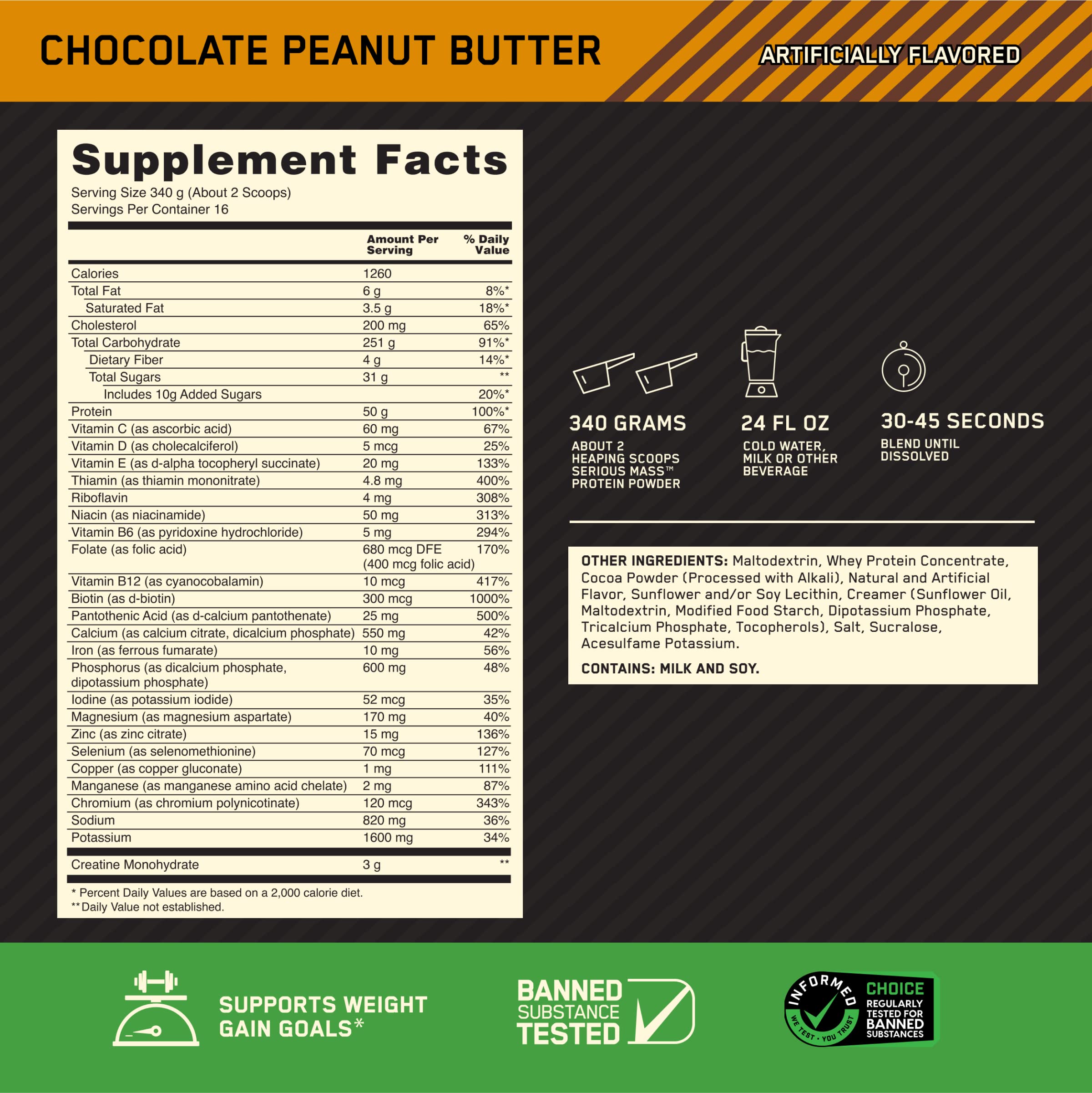 Optimum Nutrition Serious Mass, Weight Gainer Protein Powder for Muscle Gain, Added Optimum Nutrition Au supplements