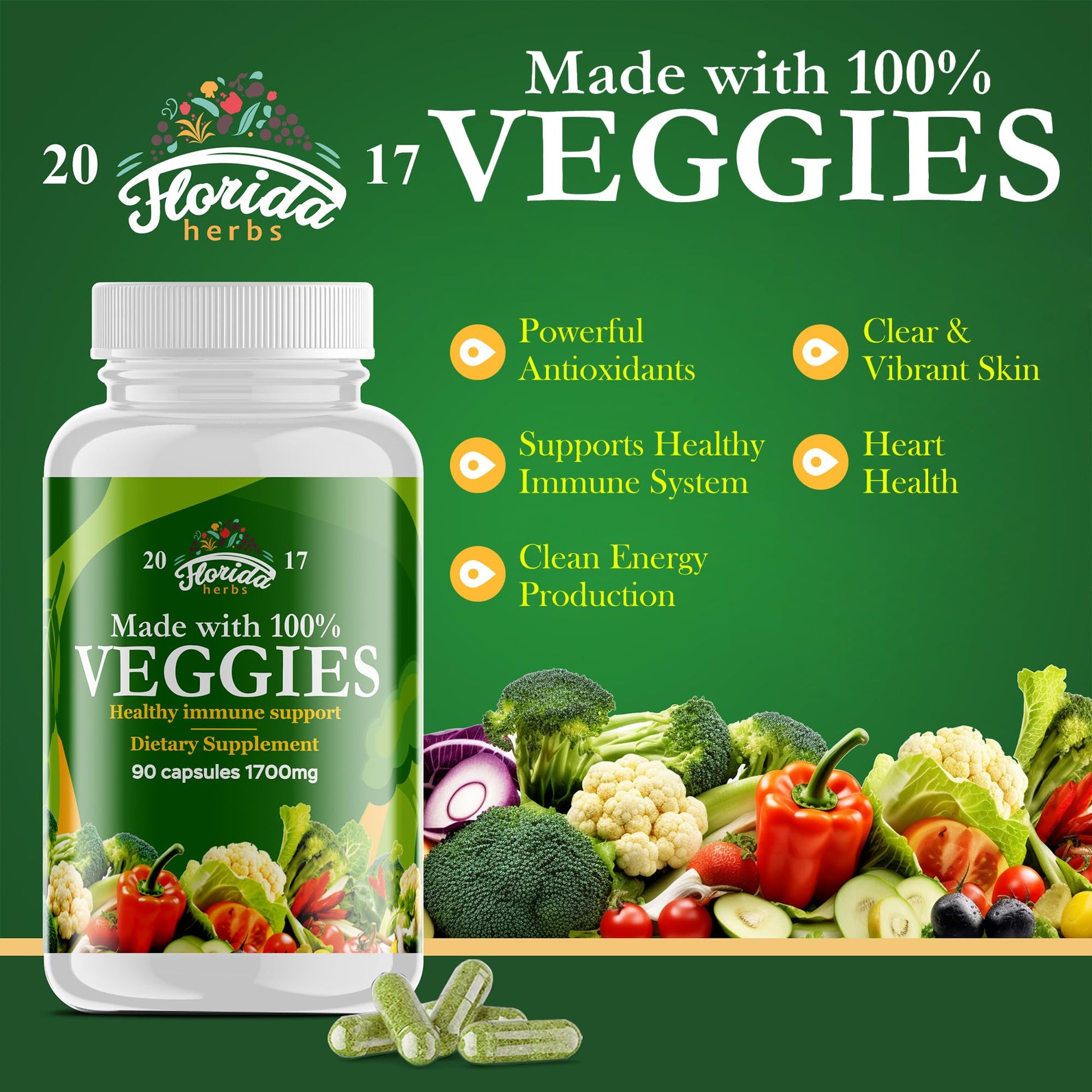 Fruits and Vegetables Supplement - 90 Fruit and 90 Veggie Capsules - Nature Vitamins, Balance of Fruits and Veggies Supports Energy Balance, Soy Free, Vegan Capsules - 90 Count (Pack of 2) FLORIDA HERBS Au supplements