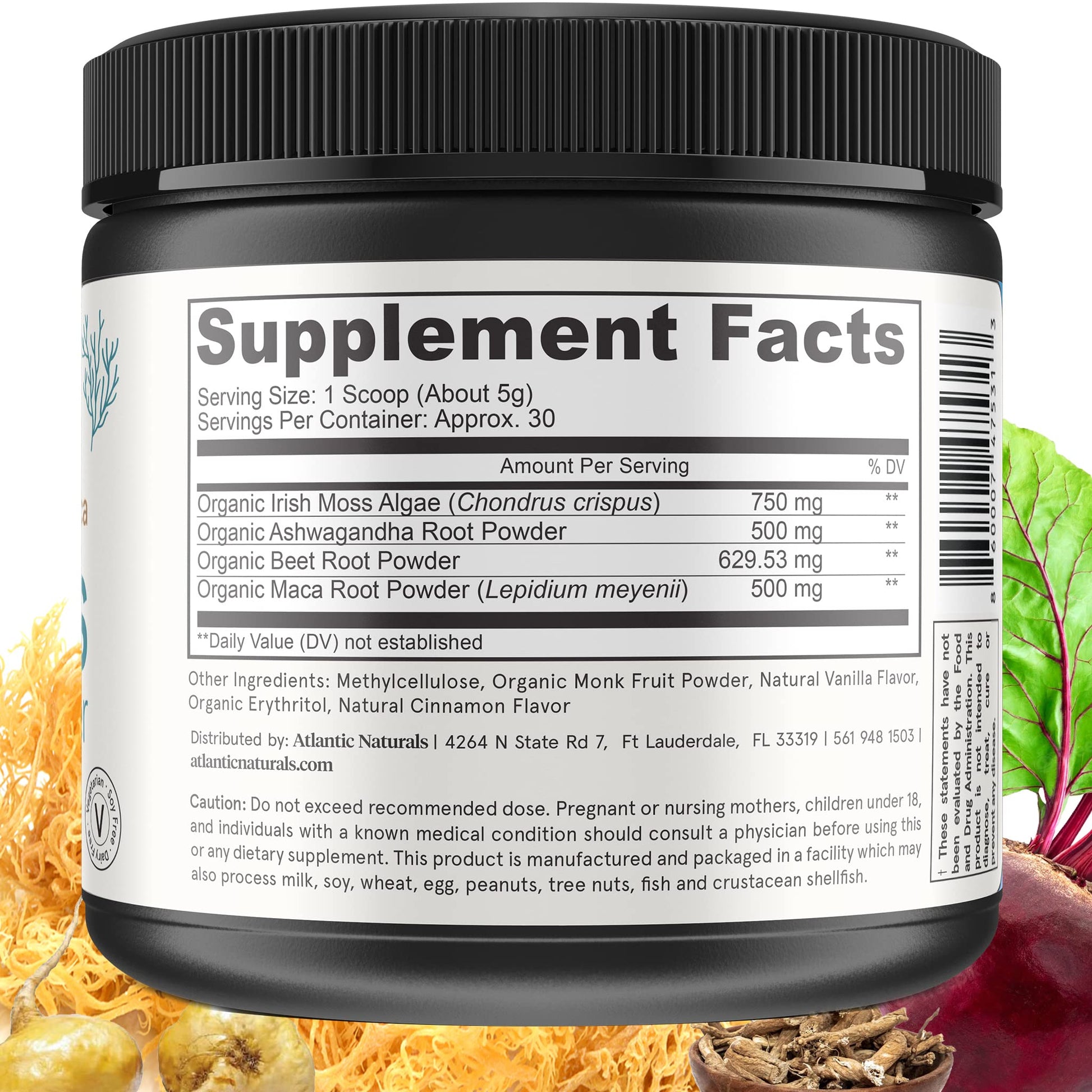 Organic Sea Moss Superfood Powder with Ashwagandha, Beet Root, and Maca Atlantic Naturals Au supplements