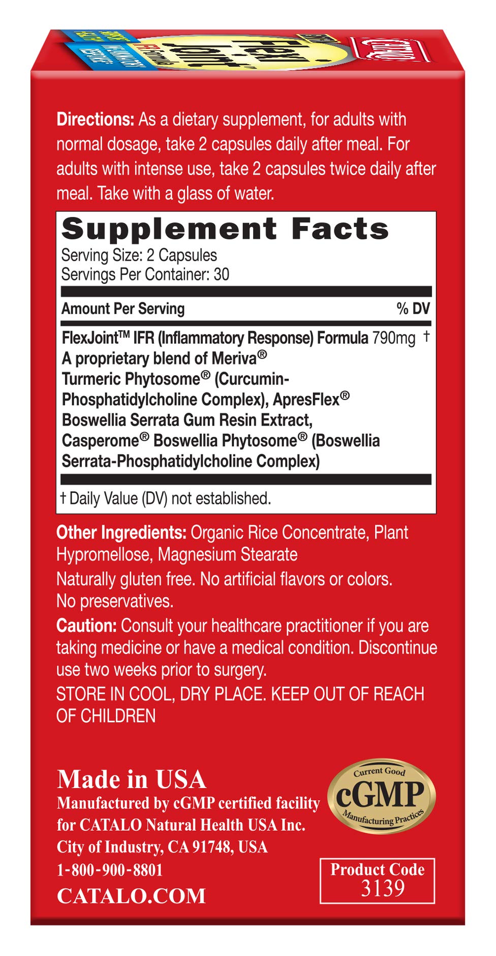 CATALO Extra FlexiJoint IFR Formula – with Meriva Turmeric Phytosome, ApresFlex & Casperome Boswellia – 60 Capsules CATALO Au supplements
