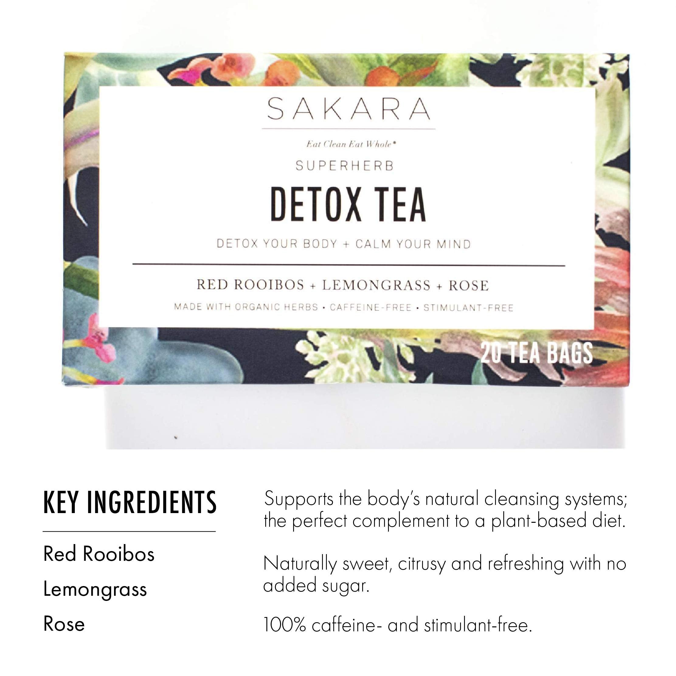 Sakara Detox Tea - Herbal Tea with Rose Petals, Lemon Peel, Lemongrass, & Rooibos SAKARA Au supplements