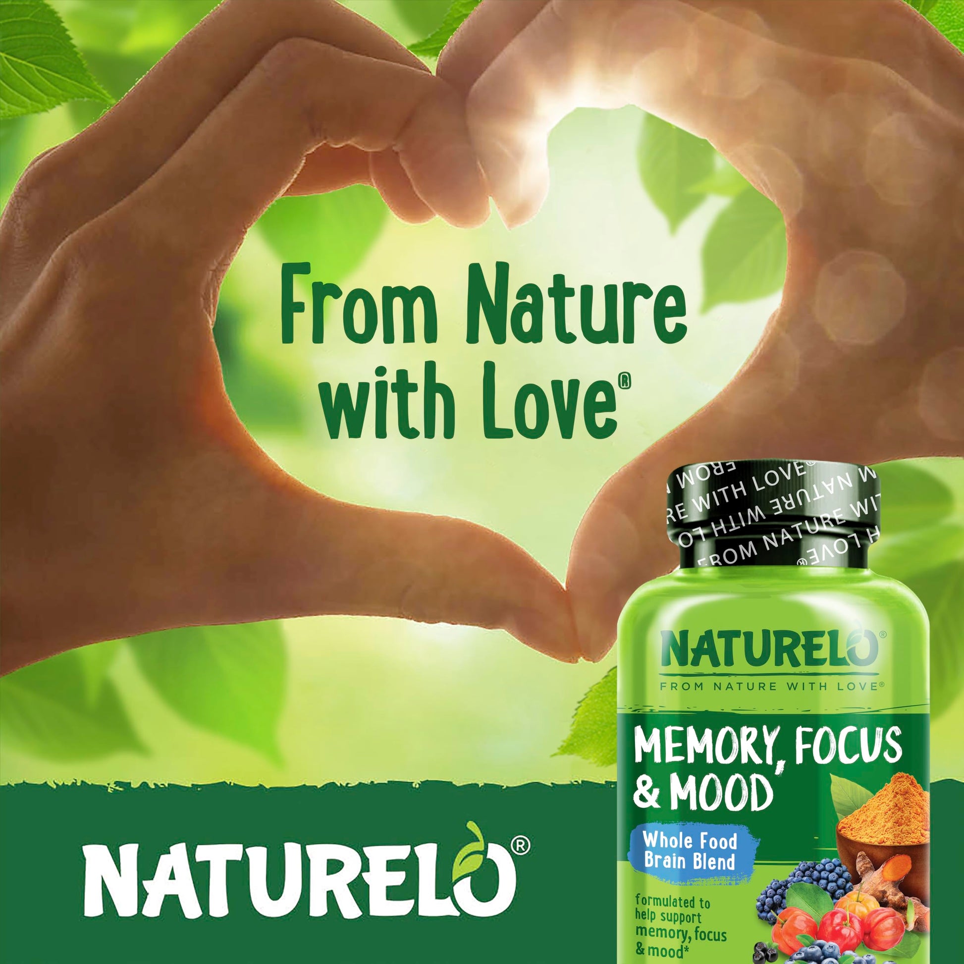 NATURELO Whole Food Brain Supplement - Brain Health Supplements for Memory & Focus Support - Enhance Brain Health Blend Supplement for Adults - 60 Vegetarian Capsules NATURELO Au supplements