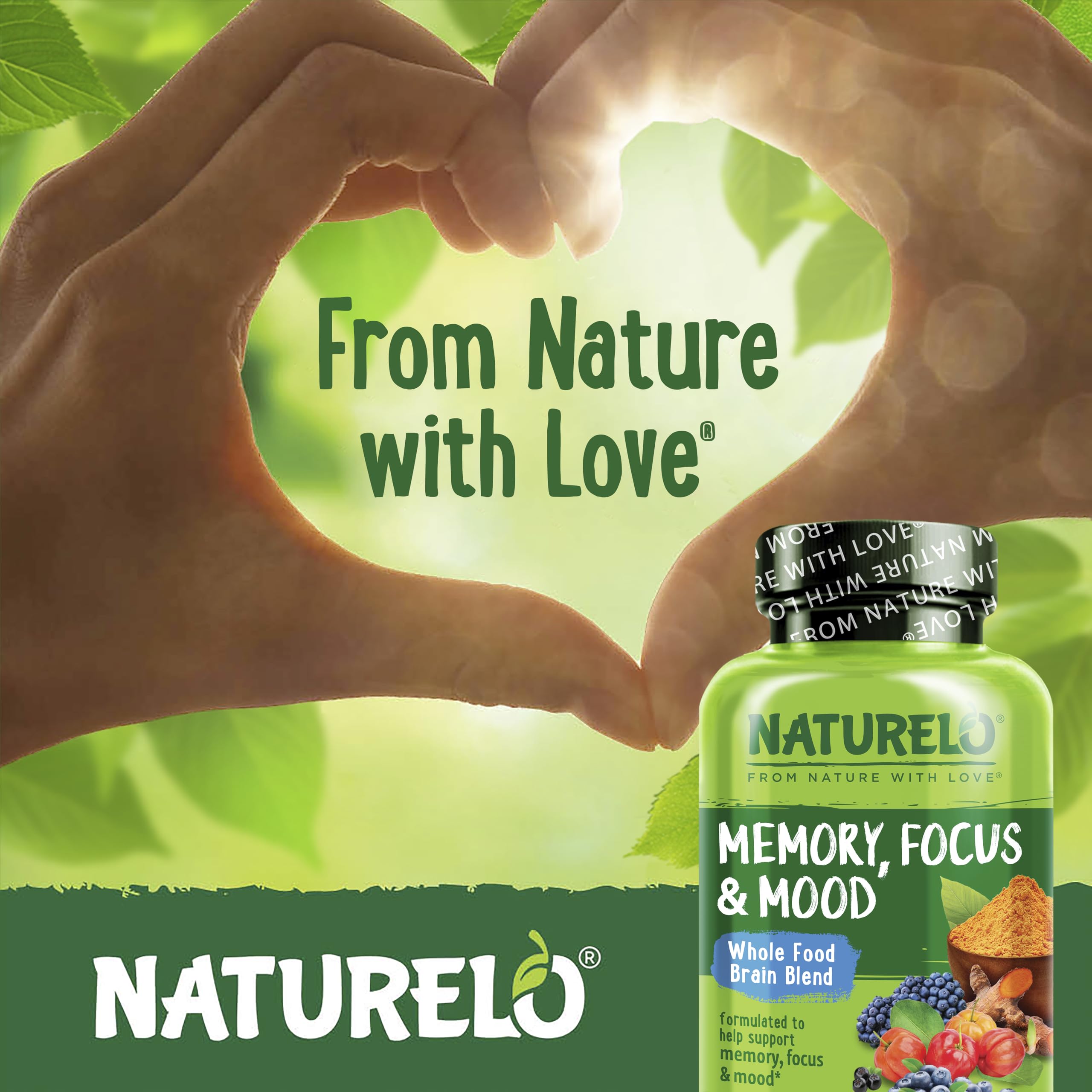 NATURELO Whole Food Brain Supplement - Brain Health Supplements for Memory & Focus Support - Enhance Brain Health Blend Supplement for Adults - 60 Vegetarian Capsules NATURELO Au supplements