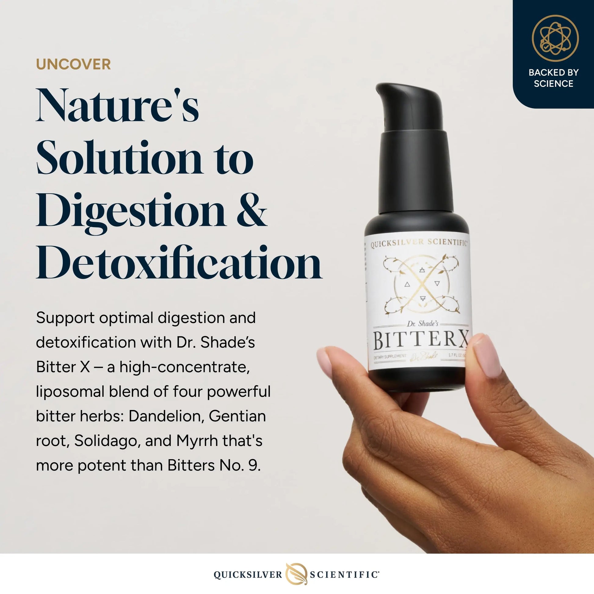 Quicksilver Scientific Dr. Shade's BitterX - Highly Concentrated Bitters for Digestion - Fast Acting Digestive Support & Liver Supplement with Dandelion Root, Gentian Root, Solidago & Myrrh (50ml) Quicksilver Scientific Au supplements