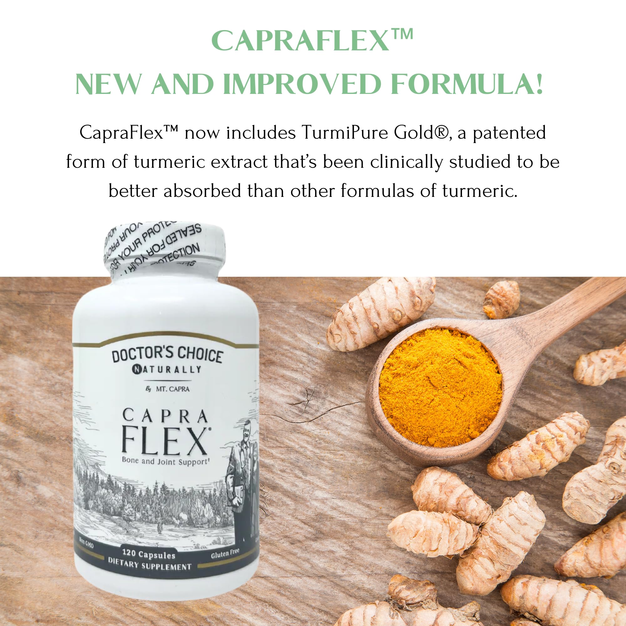 CapraFlex by Mt. Capra | Bone and Joint Support Supplement with Chicken Collagen, Hyaluronic Acid, Turmeric, and Herbs for Joint Vitality | 30 Servings - 120 Capsules Mt Capra Au supplements