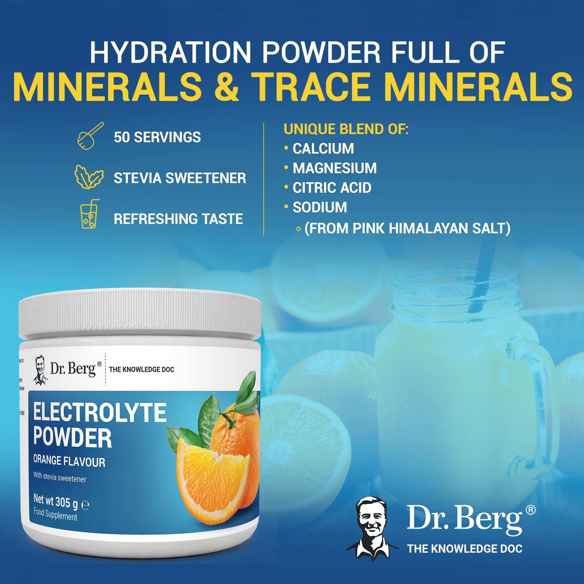 Dr. Berg Electrolyte Powder - Electrolyte Drink Supplements with 1000mg Potassium Dr. Berg Nutritionals Au supplements