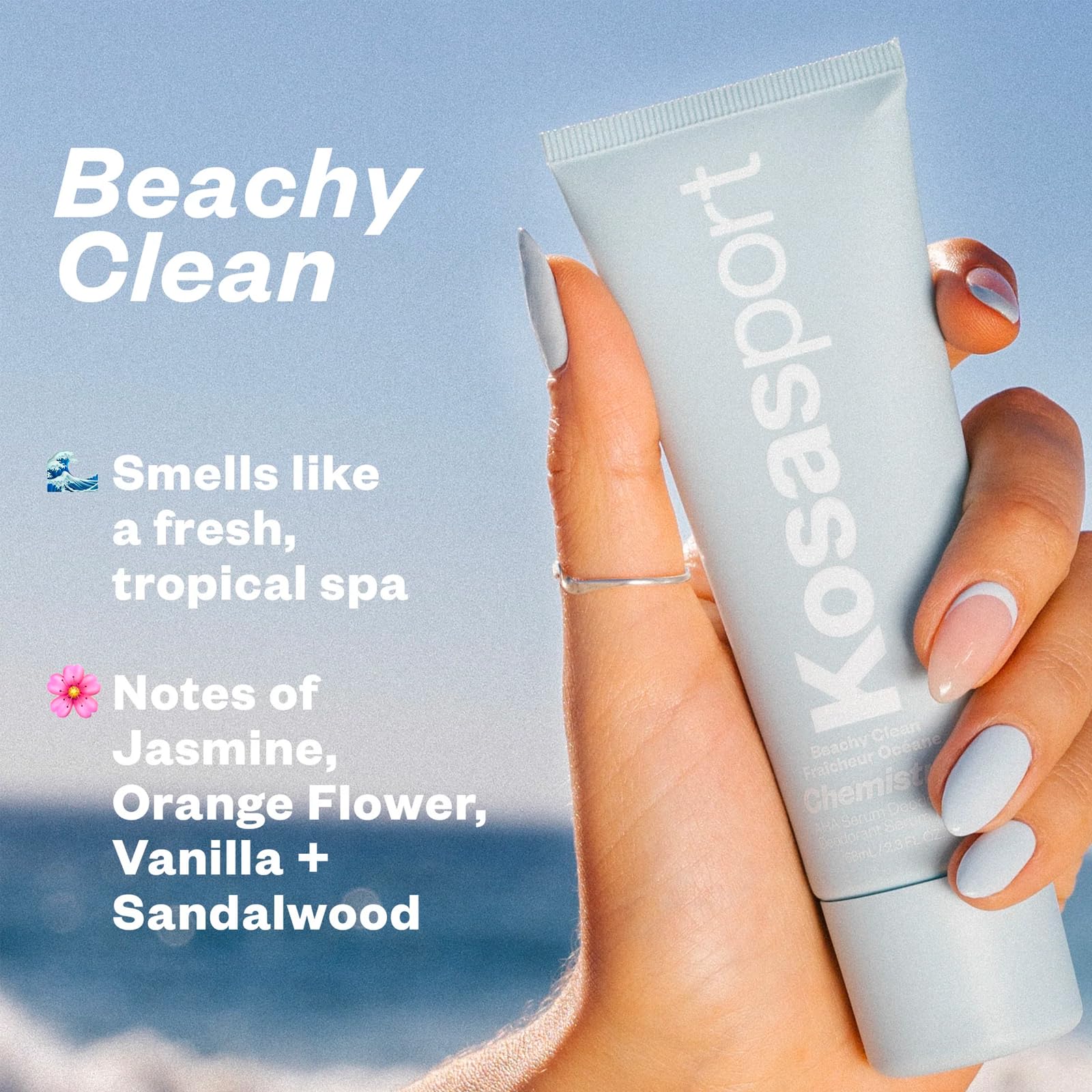 Kosas Chemistry Deodorant - Aluminium and Baking Soda Free + BO-Fighting AHA Serum that Exfoliates, Softens, and Nourishes the Skin, (Beachy Clean) Kosas Au supplements