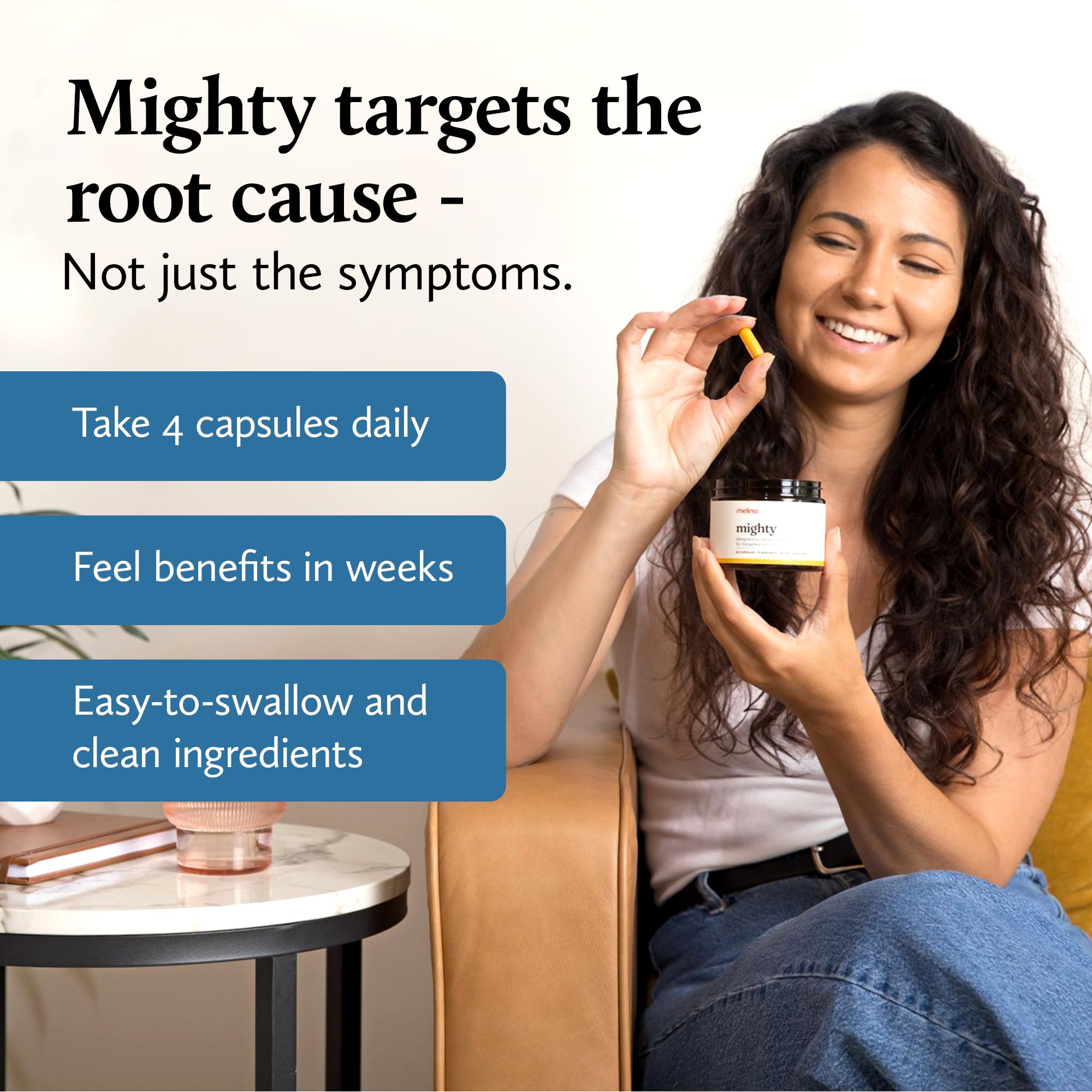 Melina Mighty Natural Migraine Relief Supplement - Magnesium, B2 Riboflavin 400mg, Feverfew, CoQ-10, ALCAR to Strengthen Migraine and Headache Prevention - 15 Servings (60 Caps) Melina Au supplements