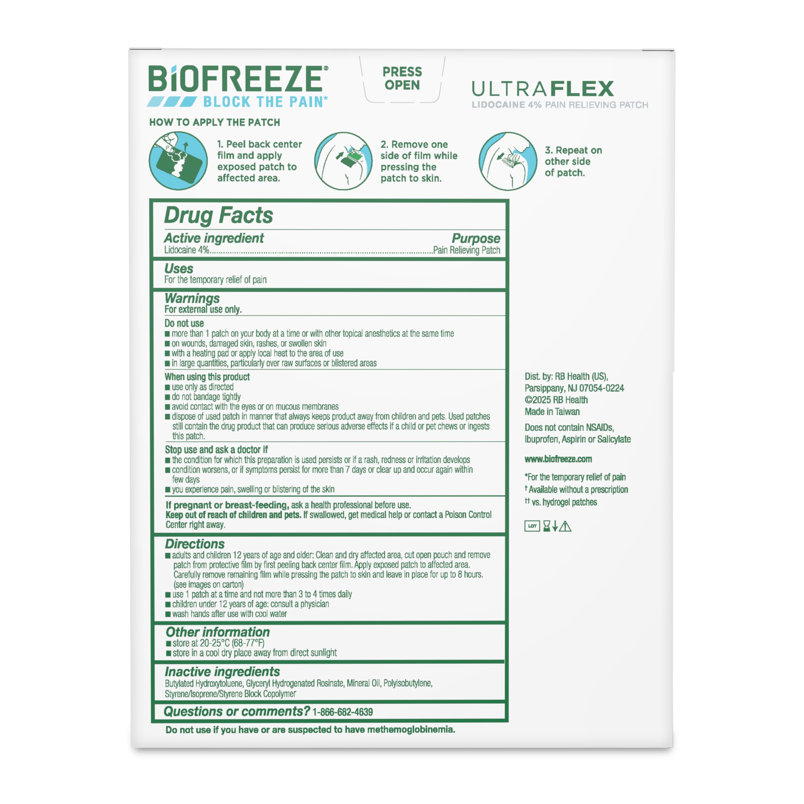 Biofreeze Ultraflex Maximum Strength 4% Lidocaine Patches, Non-Menthol, Flexible Pain Relief Patch for Lower Back, Lidocaine Patch for Neck, Knee, Shoulder, 4 Large Pain Patches Biofreeze Au supplements