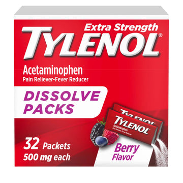 Tylenol Extra Strength Dissolve Powder Packs, 500 mg Acetaminophen Pain Reliever & Fever Reducer Medicine, Fast Relief for Minor Aches & Pains, Ibuprofen- & Aspirin-Free, On-the-Go Berry Flavor, 32 Ct Tylenol Au supplements