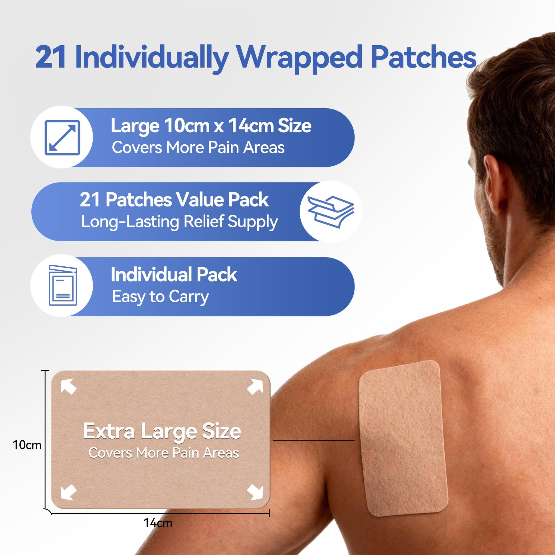 CARELAND 4% Lidocaine Patches Maximum Strength, 21 Count (10cm x 14cm) - OTC Pain Relief Patches with Stronger Adhesion for Back, Shoulder, Knee, Large Size CARELAND Au supplements